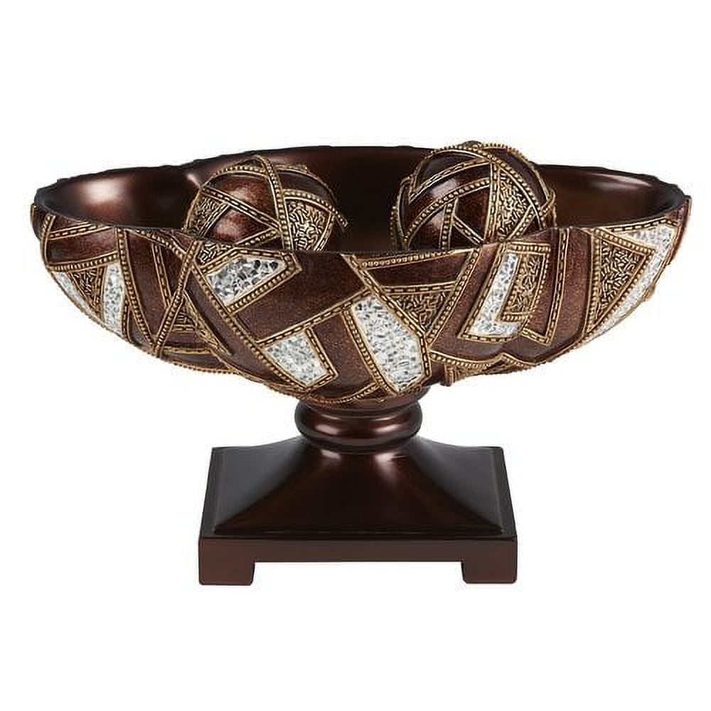 Handcrafted Cherry Oak Resin Decorative Bowl with Stand