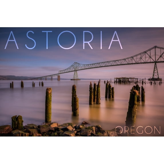 Astoria, Oregon, Astoria Megler Bridge at Sunrise (16x24 Giclee Gallery Art Print, Vivid Textured Wall Decor)
