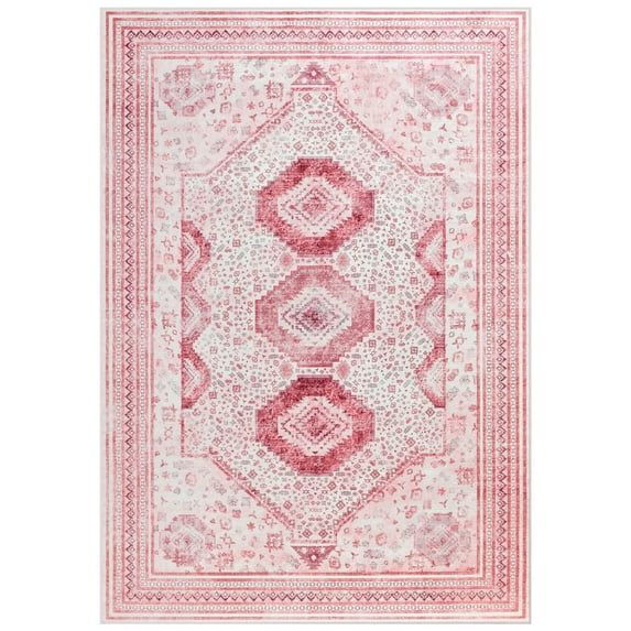 Astorug 5x8 Area Rugs for Living Room, Washable Area Rug, Rugs for Bedroom, Kitchen Rugs, Vintage Boho Carpet, Soft Non-Slip, Low Pile Large Area Rug for Office Dining Room, Pink