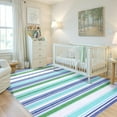 thumbnail image 1 of Astorug 5x8 ft Blue Fade-Resistant Rug Geometric Boho Carpet, Thin Low-Pile for High Traffic Living Rooms & Dining Areas, 1 of 8