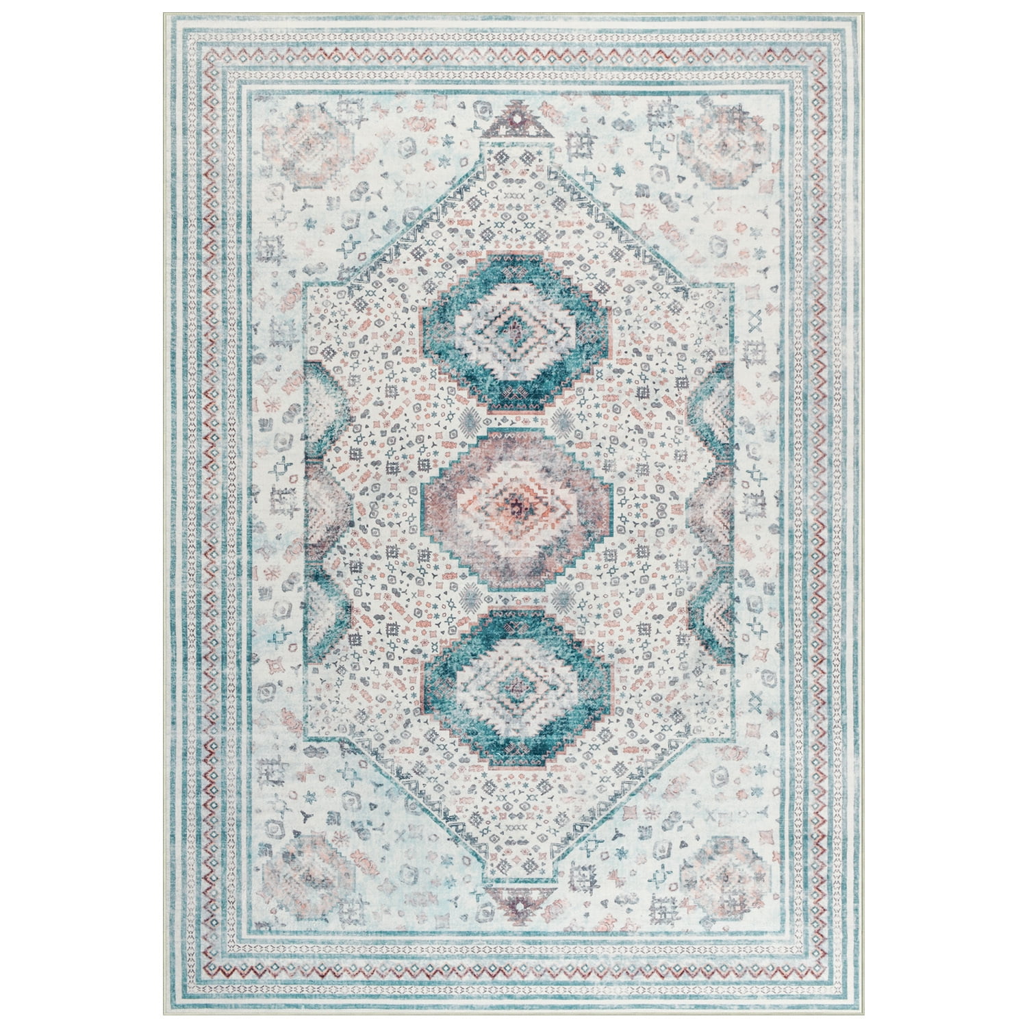 Astorug 6x9 Area Rugs for Living Room, Washable Area Rug, Rugs for Bedroom, Kitchen Rugs, Vintage Boho Carpet, Soft Non-Slip, Low Pile Large Area Rug for Office Dining Room, Beige