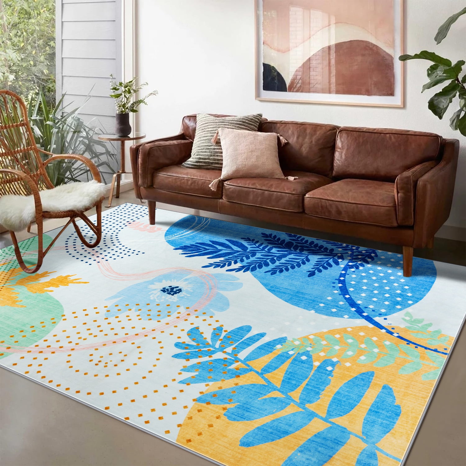 Astorug Abstract Pattern 4x6 Area Rug for Living Room Low Pile Soft ...