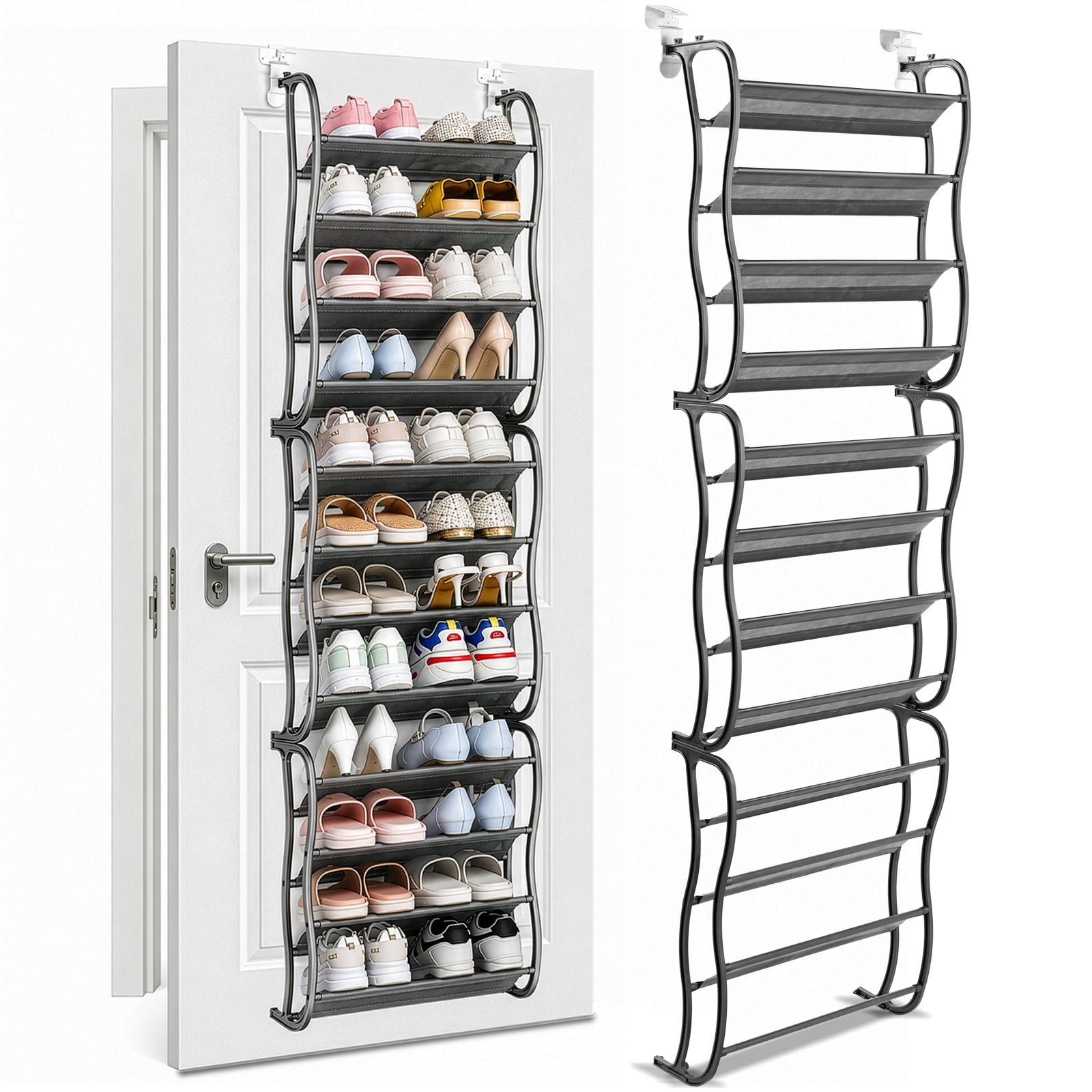 Astoutdoor 12-Tier Hanging Door Shoe Rack, Grey, 19.68 x 6.69 x 71.26 in
