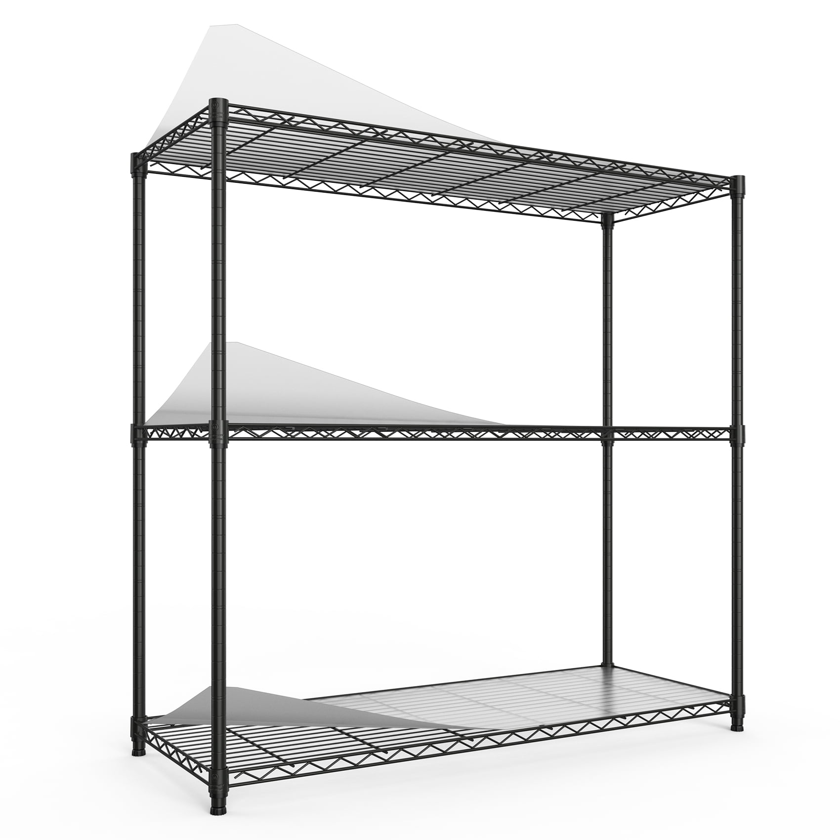 3-Tier Wire Shelving Unit, 48 x 18 x 47.2 in, Black