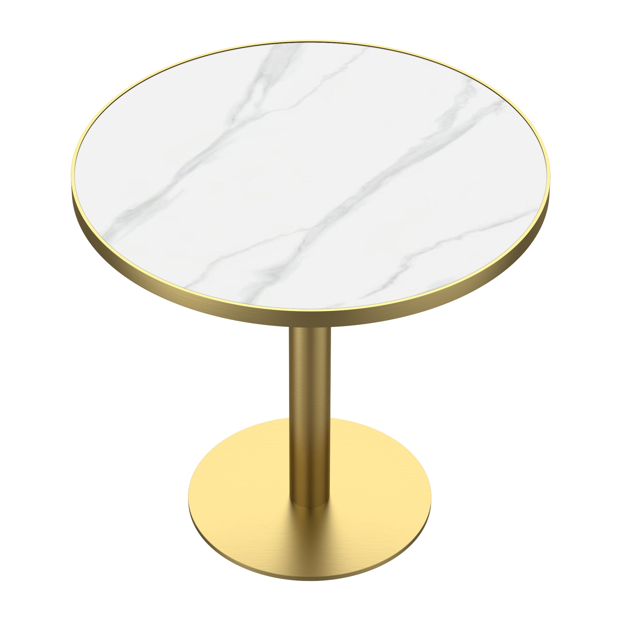 31.5 in Round Tulip Dining Table, Sintered Stone Top, Gold+White