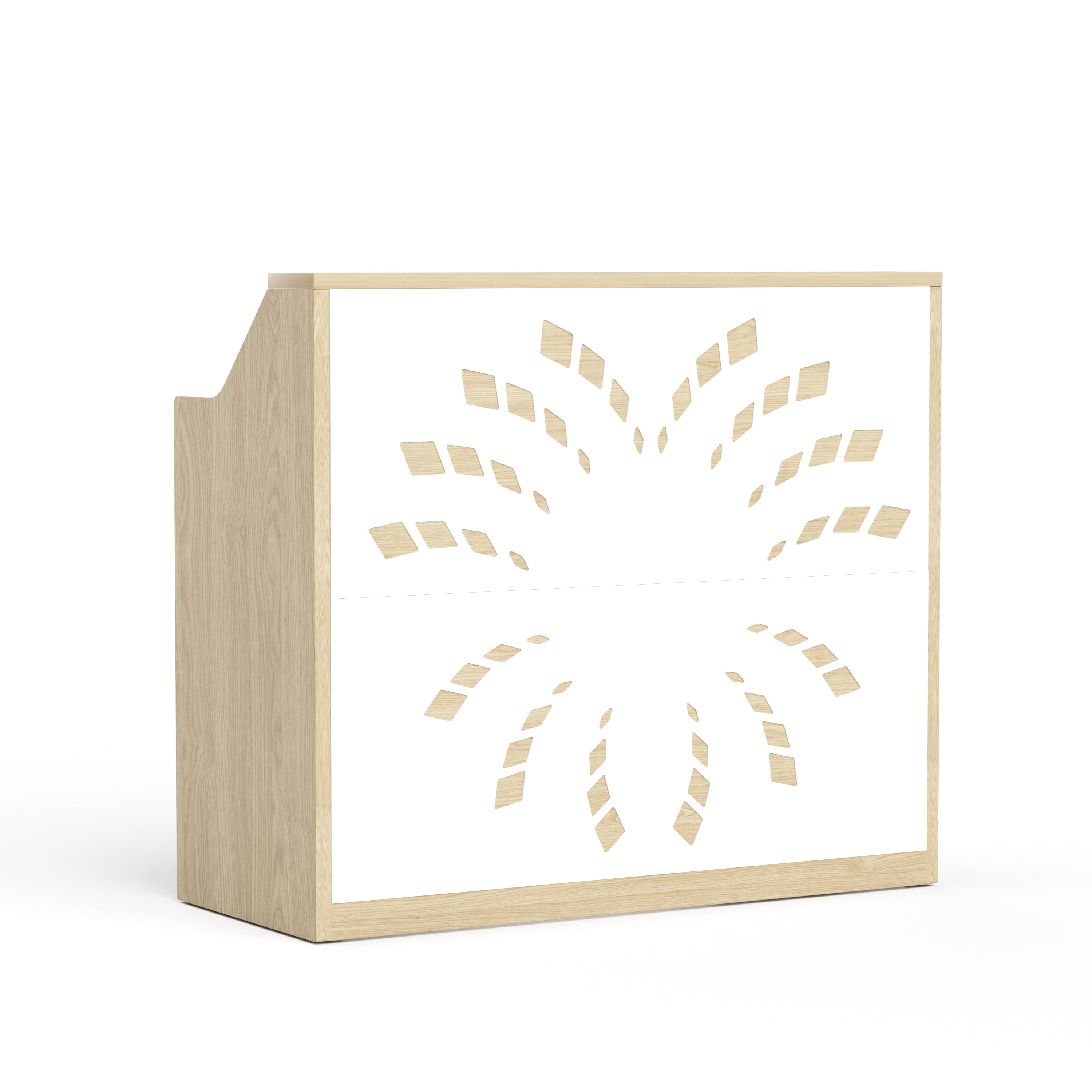 Astoutdoor 46.5 in Reception Desk with Storage Cabinet, Front Desk, Retail Checkout Counter, Natural + White