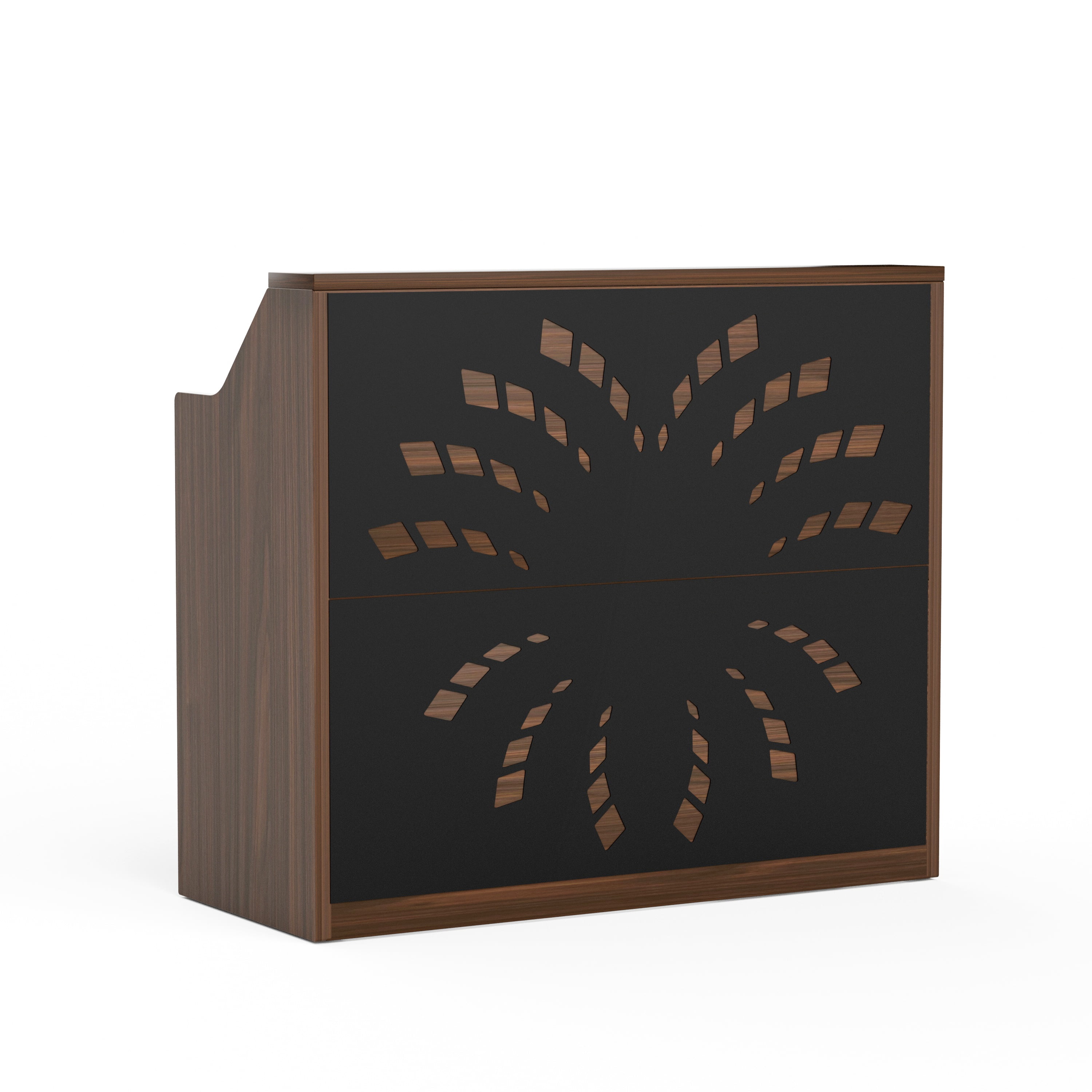 Astoutdoor 46.5 in Reception Desk with Storage Cabinet, Front Desk, Retail Checkout Counter, Walnut+Black