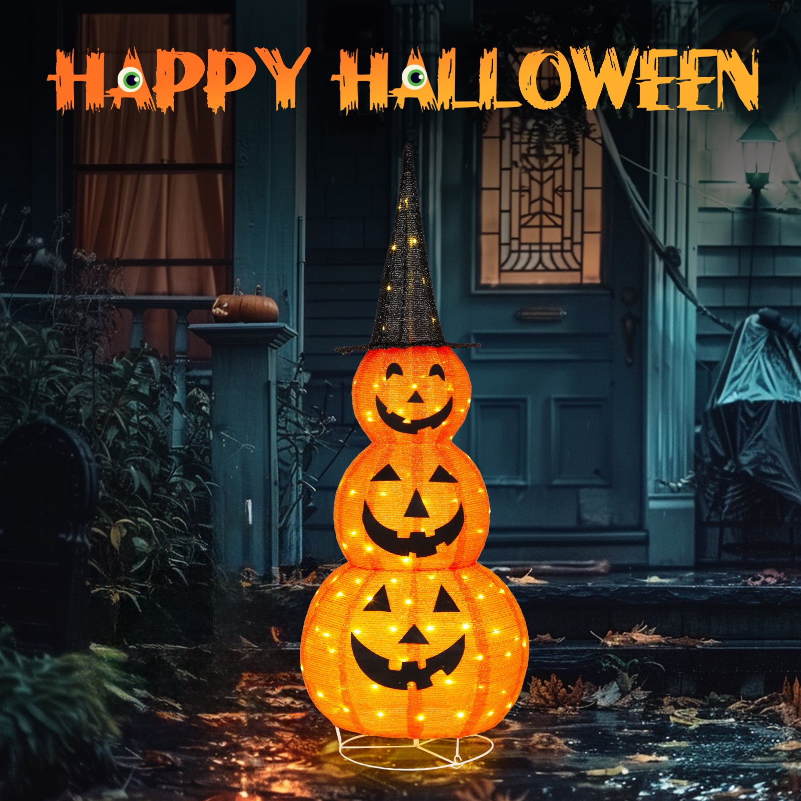 Astoutdoor 5 ft Lighted Pop-Up Pumpkin Decoration with 100 LED Lights