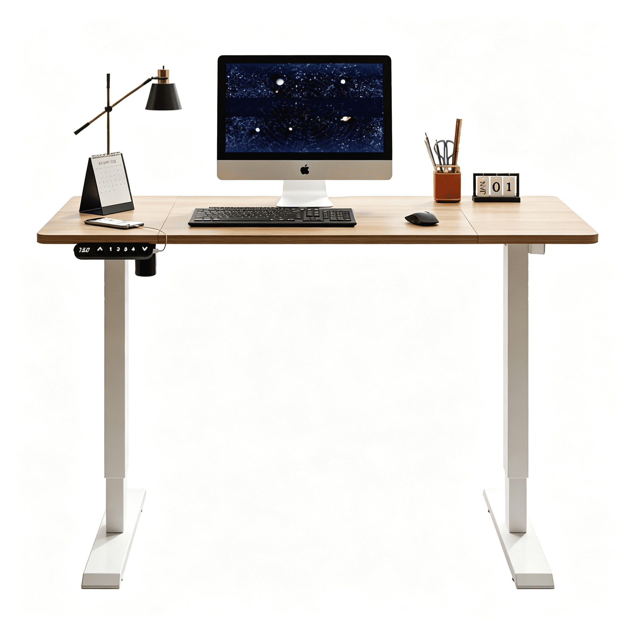 Astoutdoor 55x24 in Light Oak Electric Standing Desk Height Adjustable for Home Office