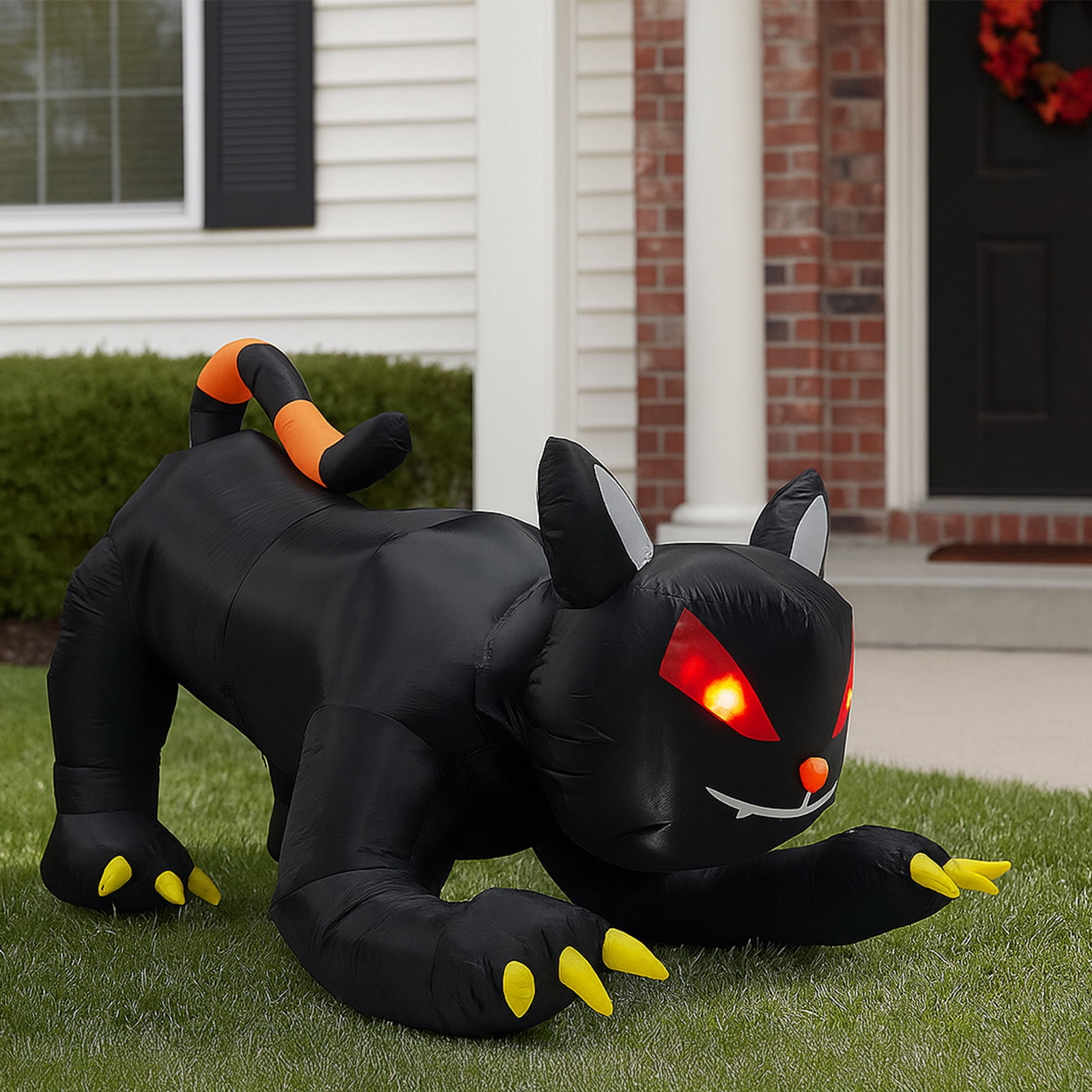 Astoutdoor 6.5 ft Halloween Inflatable Animated Black Cat with Shakable Head and Built-in LEDs