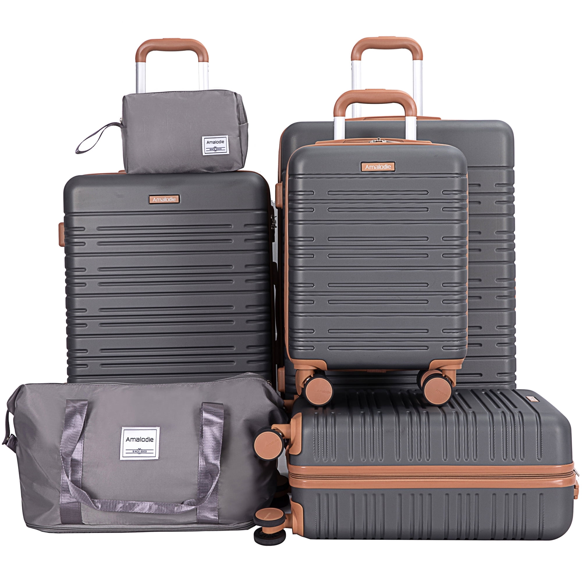 6-Piece ABS Hard Shell Luggage Set with TSA Lock, Gray - Walmart.com