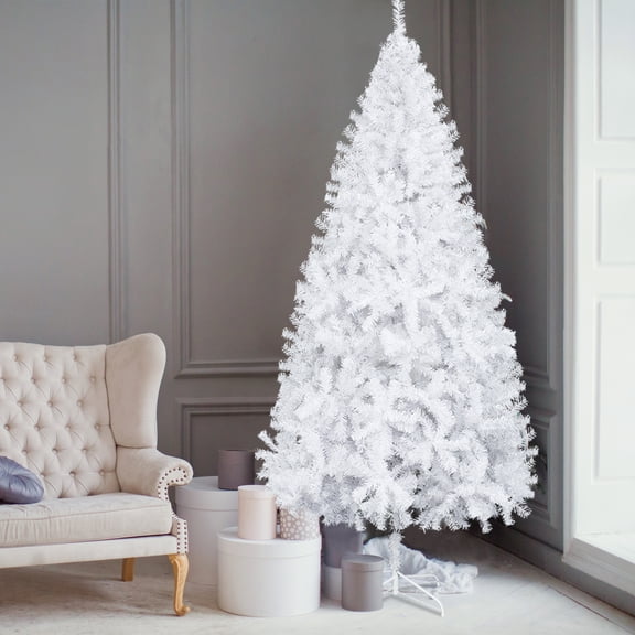 6 ft Artificial Christmas Tree with 800 Branch Tips and Sturdy Metal Stand, White