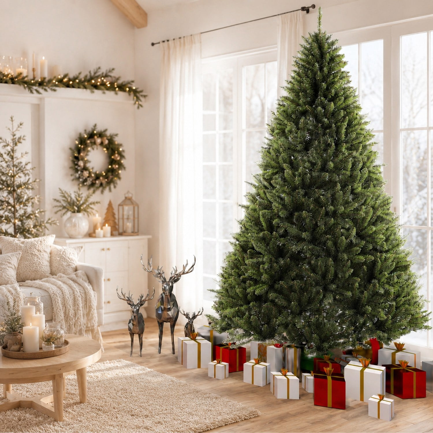 6 ft Artificial Christmas Tree with 960 PVC Branch Tips, Army Green, Metal Hinges and Foldable Base