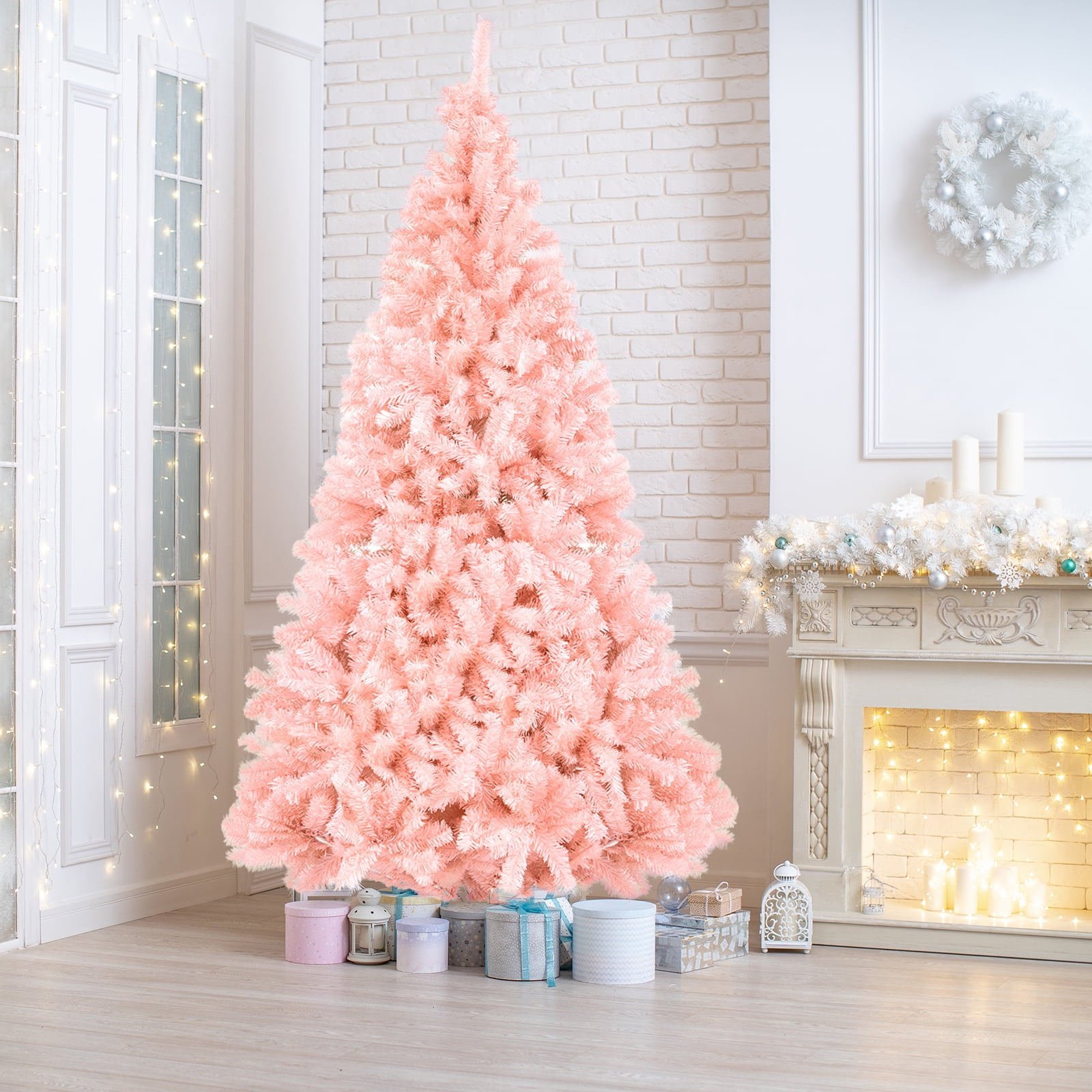 Astoutdoor 6 ft Pink Artificial Christmas Tree with 1000 Branch Tips and Metal Stand