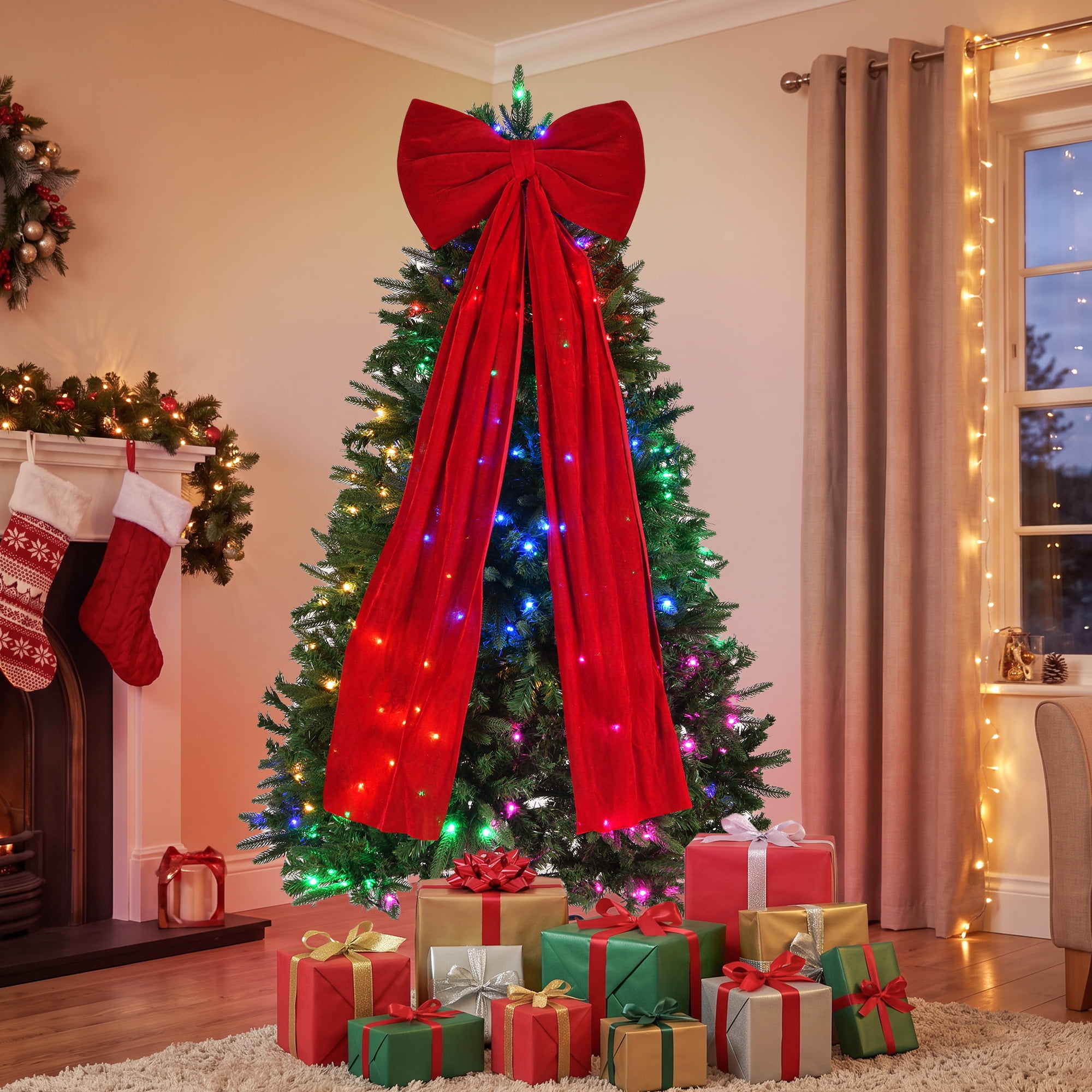 6 ft Prelit Christmas Tree with 700 LED Lights, App Control, Multi-Color RGBW Lights, Green