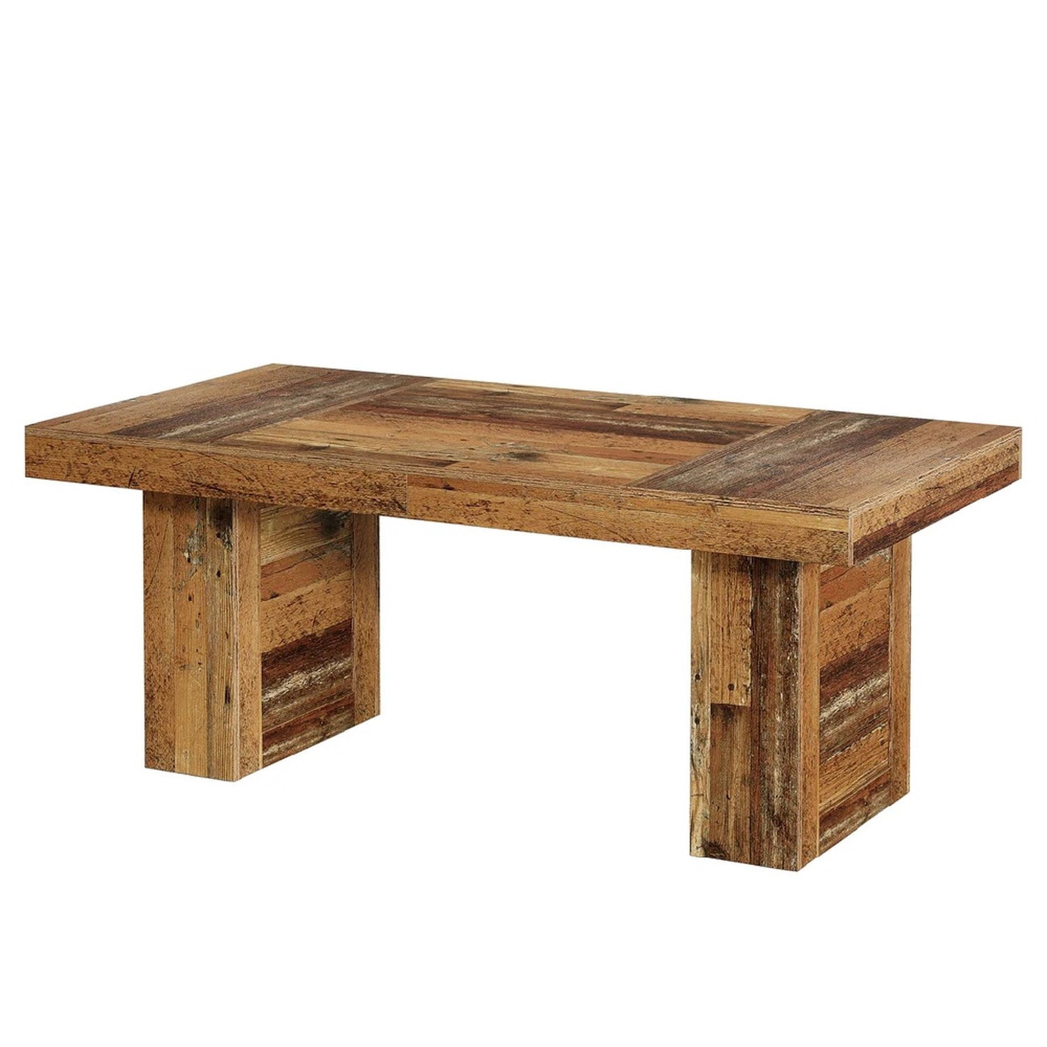 63-inch Rustic Farmhouse Dining Table with Patchwork Wood-Grain Finish