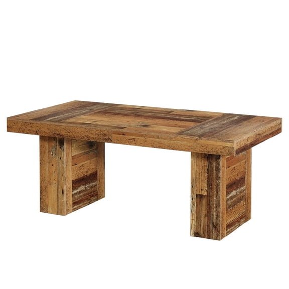 63-inch Rustic Farmhouse Dining Table with Patchwork Wood-Grain Finish