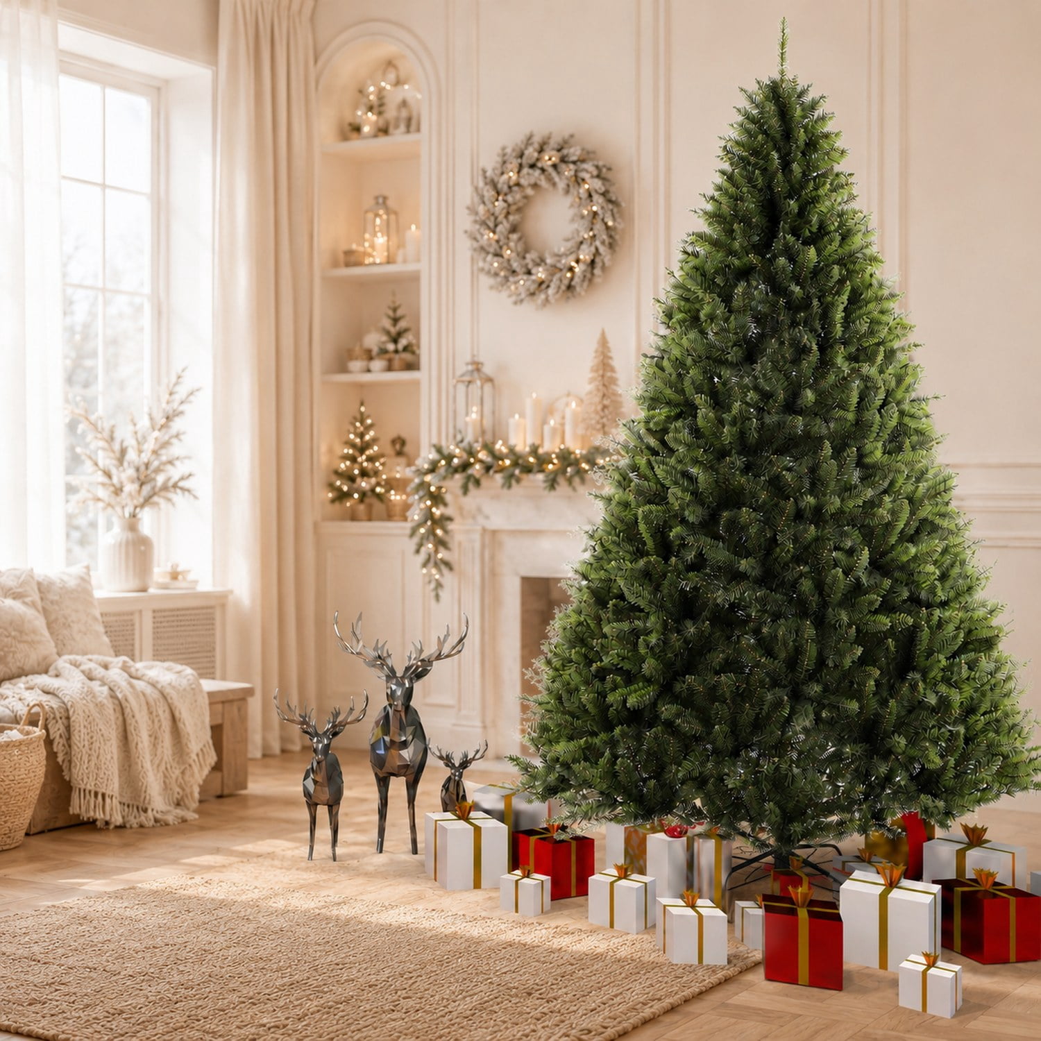 7.5 ft Artificial Christmas Tree with 2070 PVC Branch Tips, Army Green