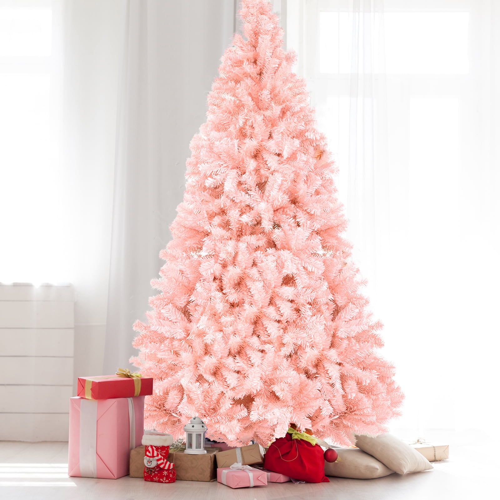 Astoutdoor 7 ft Pink Christmas Tree with 1400 PVC Branch Tips and Iron Stand