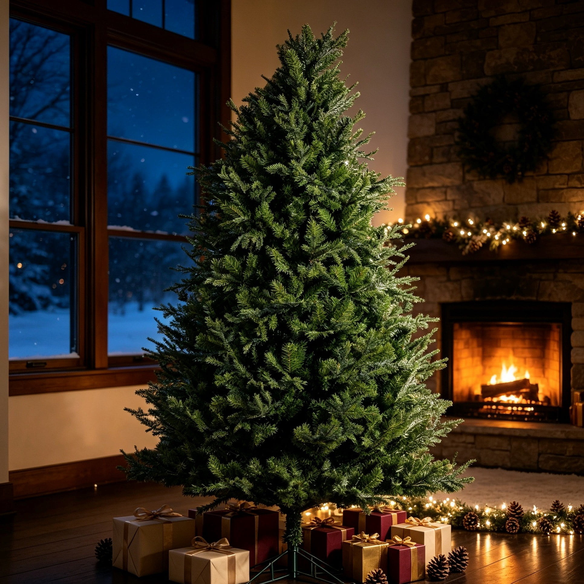 7 ft Realistic PE/PVC Hybrid Christmas Tree with Fresh Pine Scent, Full Shape Artificial Xmas Tree with Metal Stand, Green