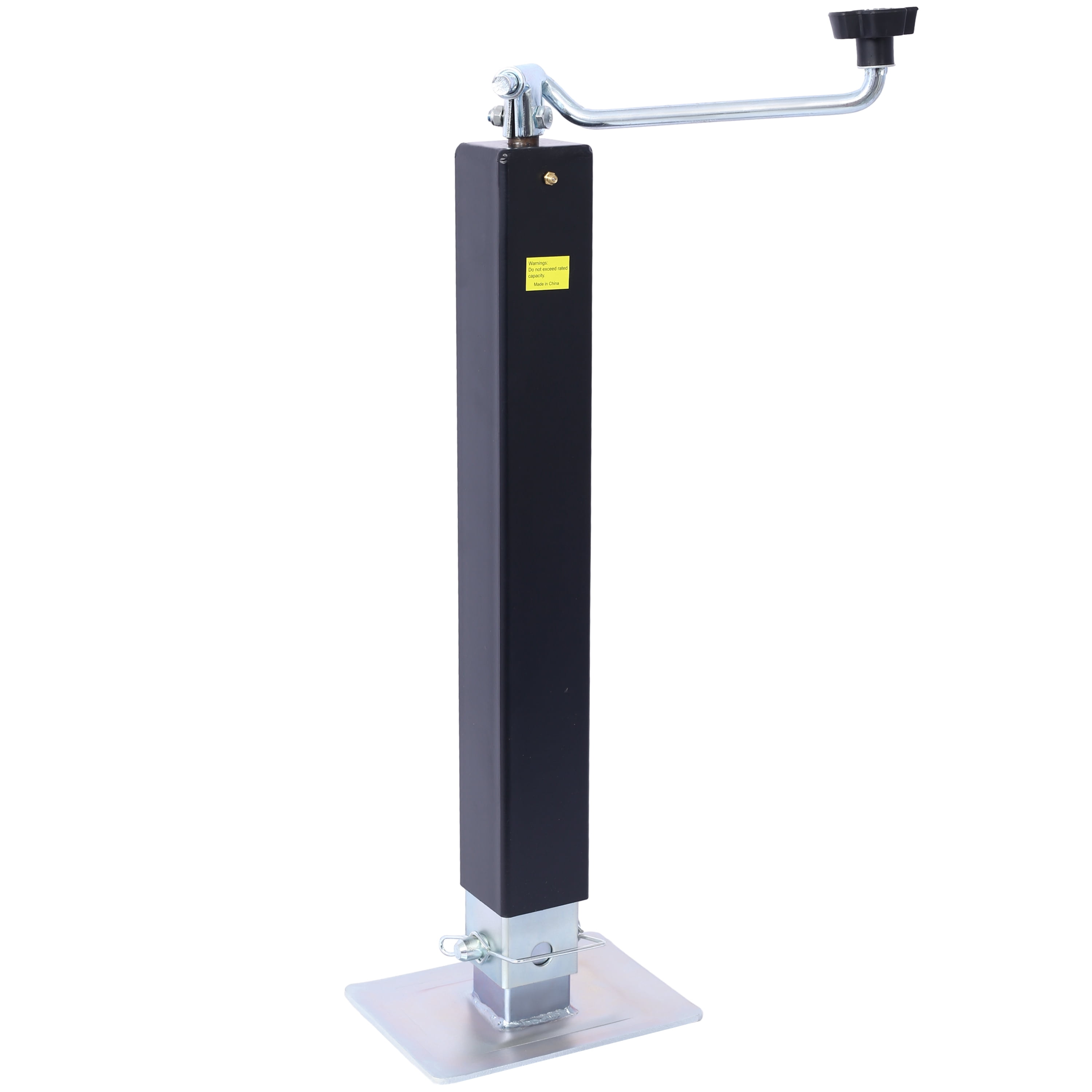 8,000 lbs Top Wind Weld-On Square Tube Drop Leg Jack, Black