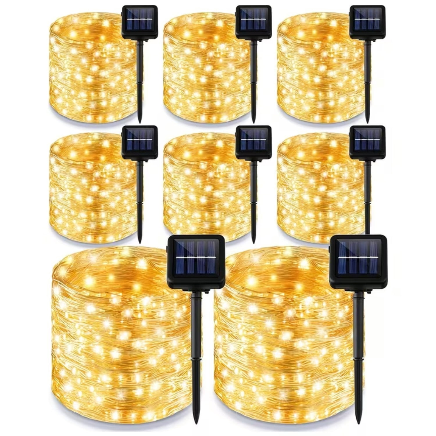 Astoutdoor 8-Piece Warm Colored Solar Fairy Light String, 330 LED Outdoor Solar Christmas Lights, 8 Modes, 9.84 in