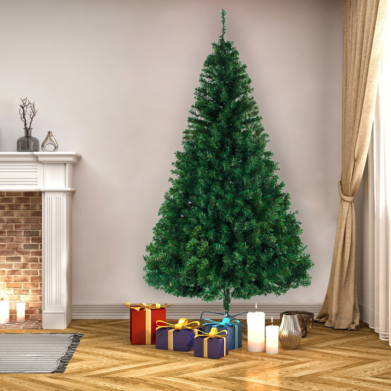 Astoutdoor 8 ft Christmas Tree with 1138 Branches, Light Green PVC, 94.49 in Height