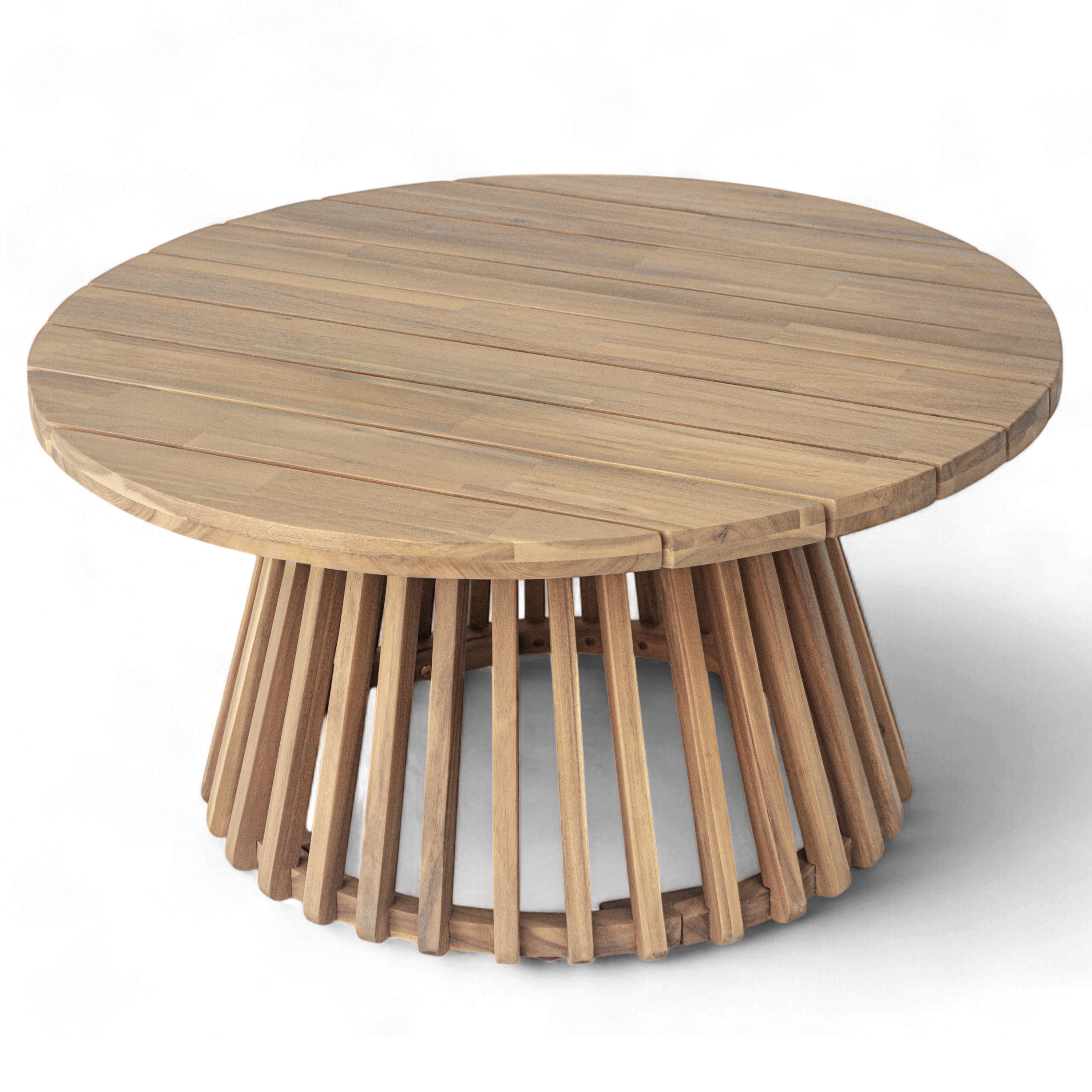 Acacia Wood Patio Coffee Table, Light Teak, 31.5 in x 31.5 in x 16 in