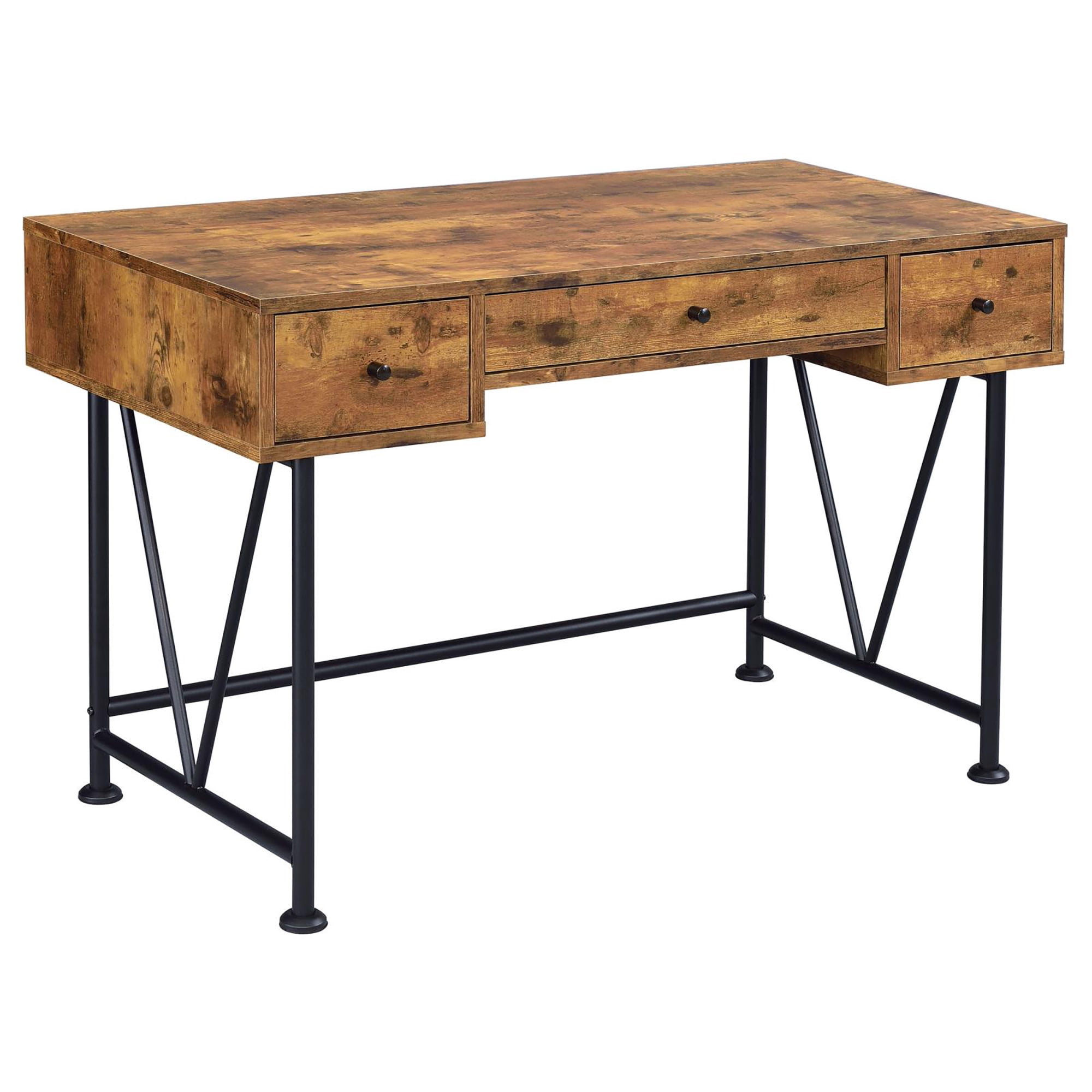 Astoutdoor Antique Nutmeg and Black 3-Drawer Writing Desk
