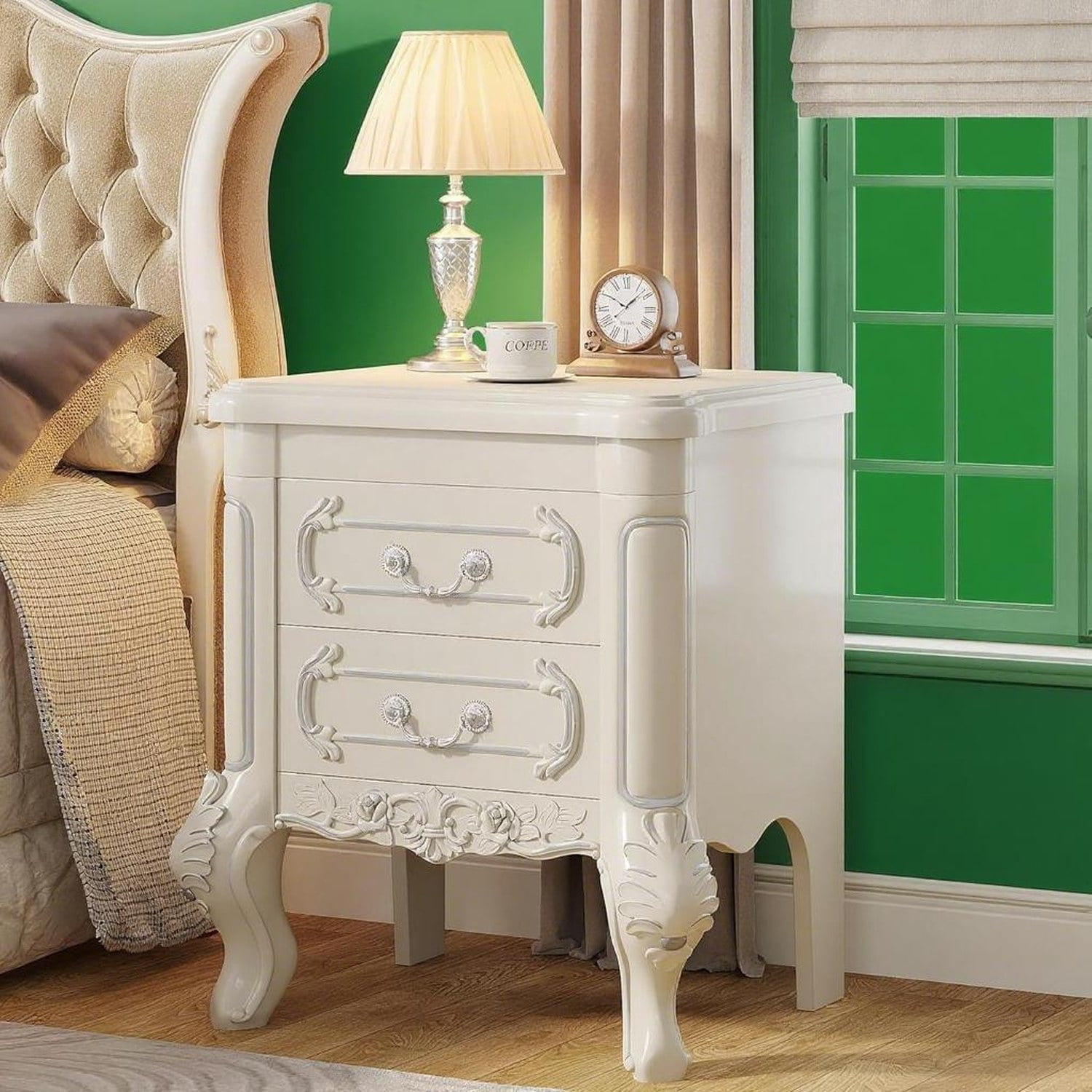 Astoutdoor Bedside Table with 2 Drawers, 28.35 in Length, 17.72 in Width, 9.45 in Height, 35.27 lb