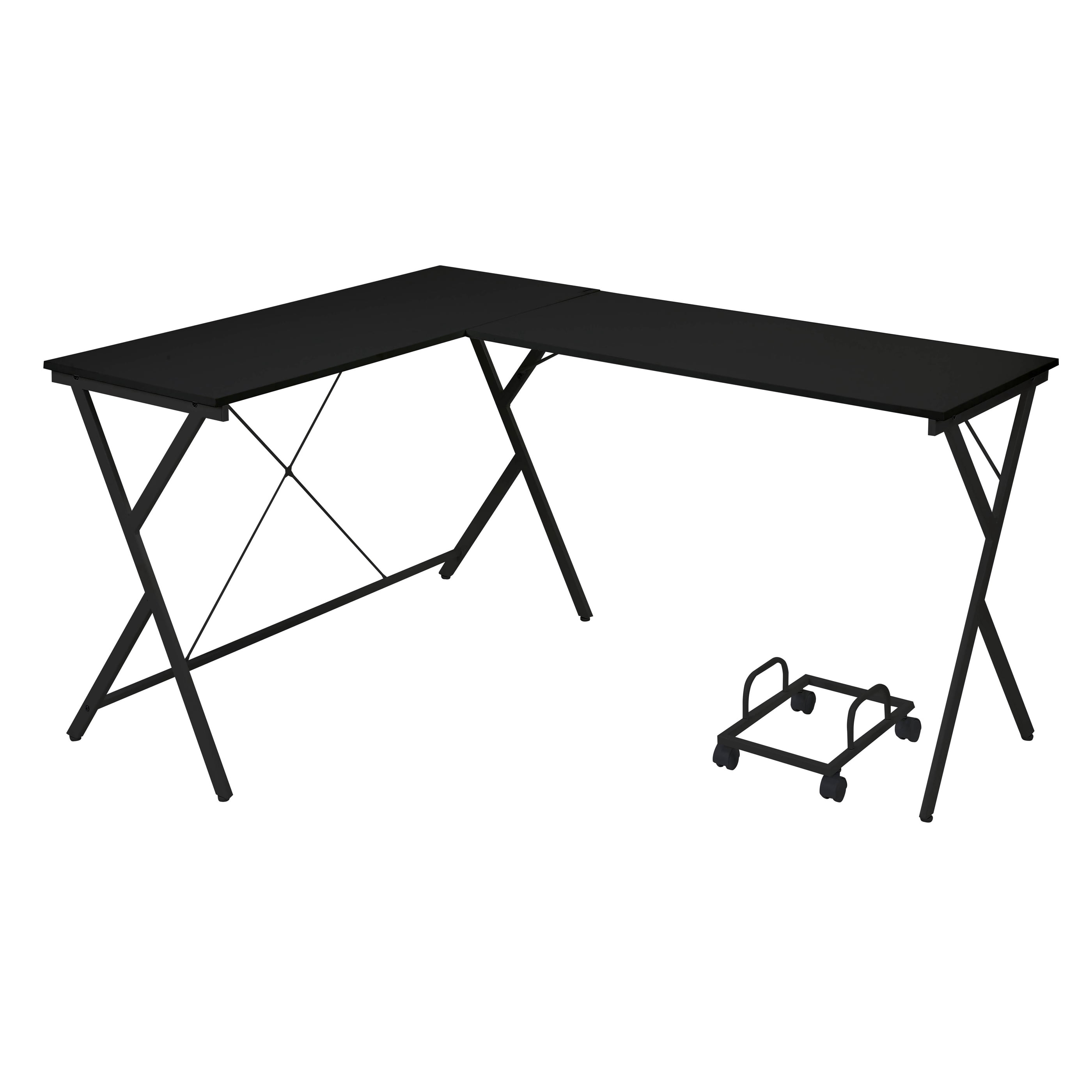 Astoutdoor Black L-shaped Computer Desk with CPU Holder