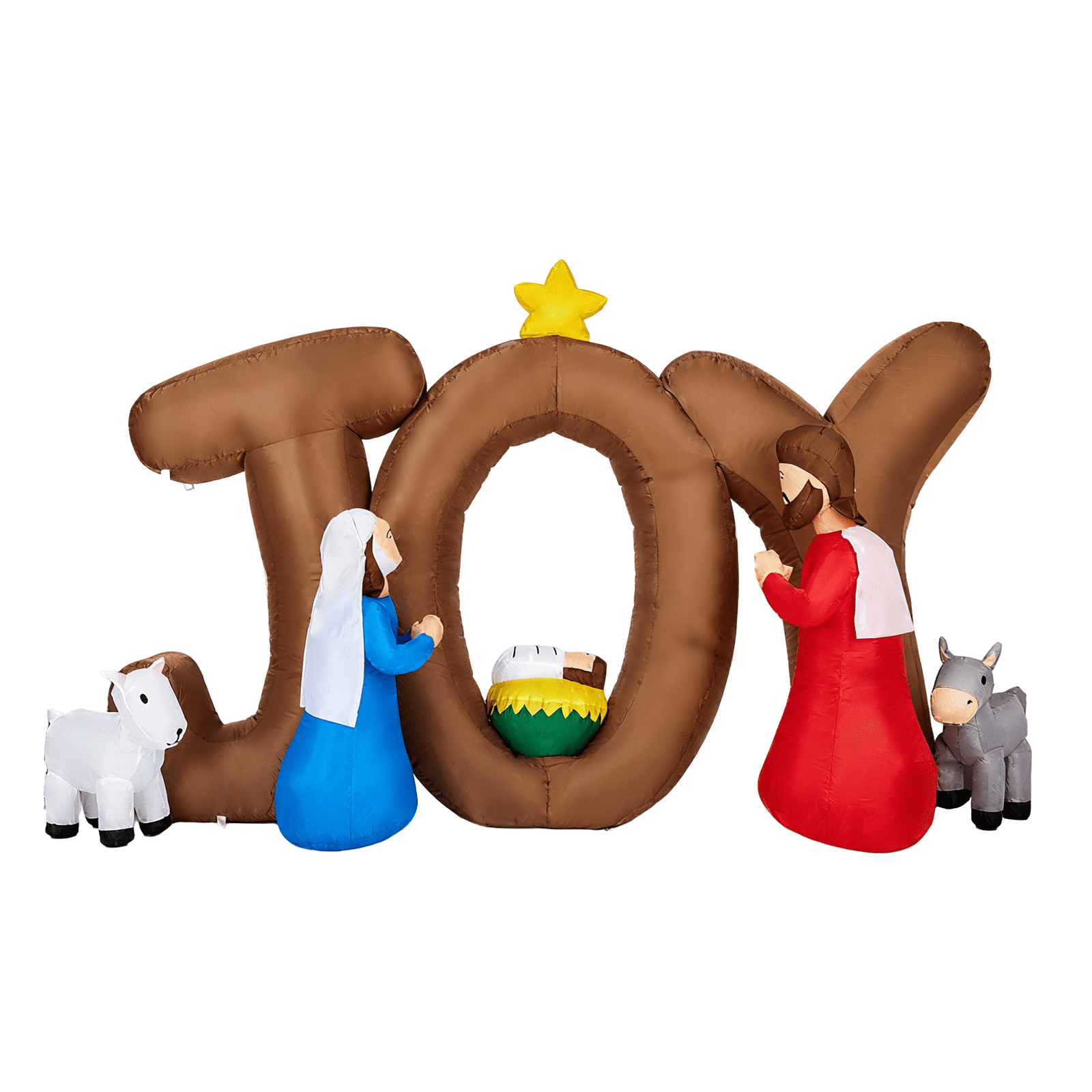 Astoutdoor Christmas Inflatable Decoration, Nativity Scene with JOY Sign, Built-in LED Lights, 88.6 x 29.5 x 55.1 in