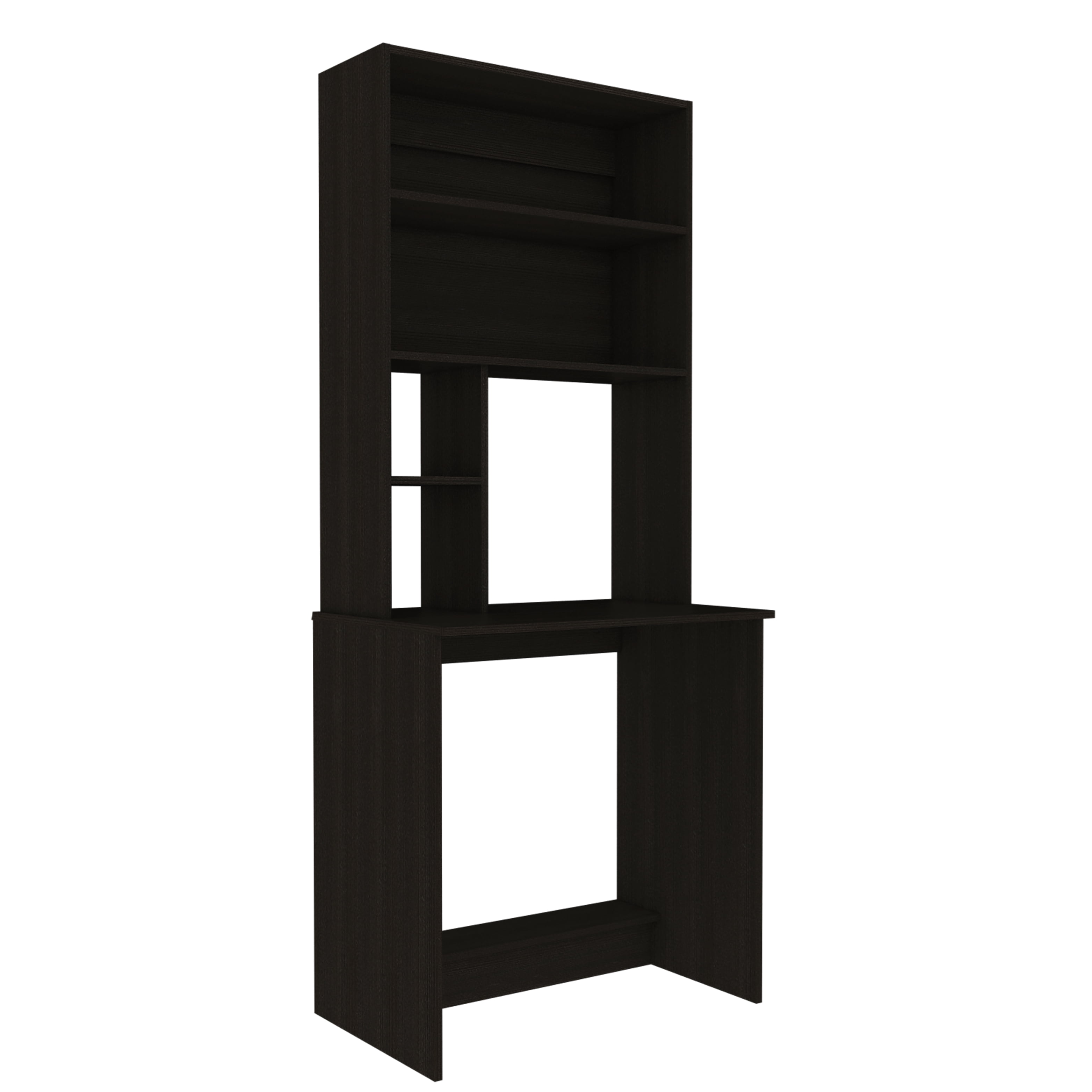 Astoutdoor Compu Hutch Desk with Four Shelves, Writing Desk, One Lower Shelf - Black