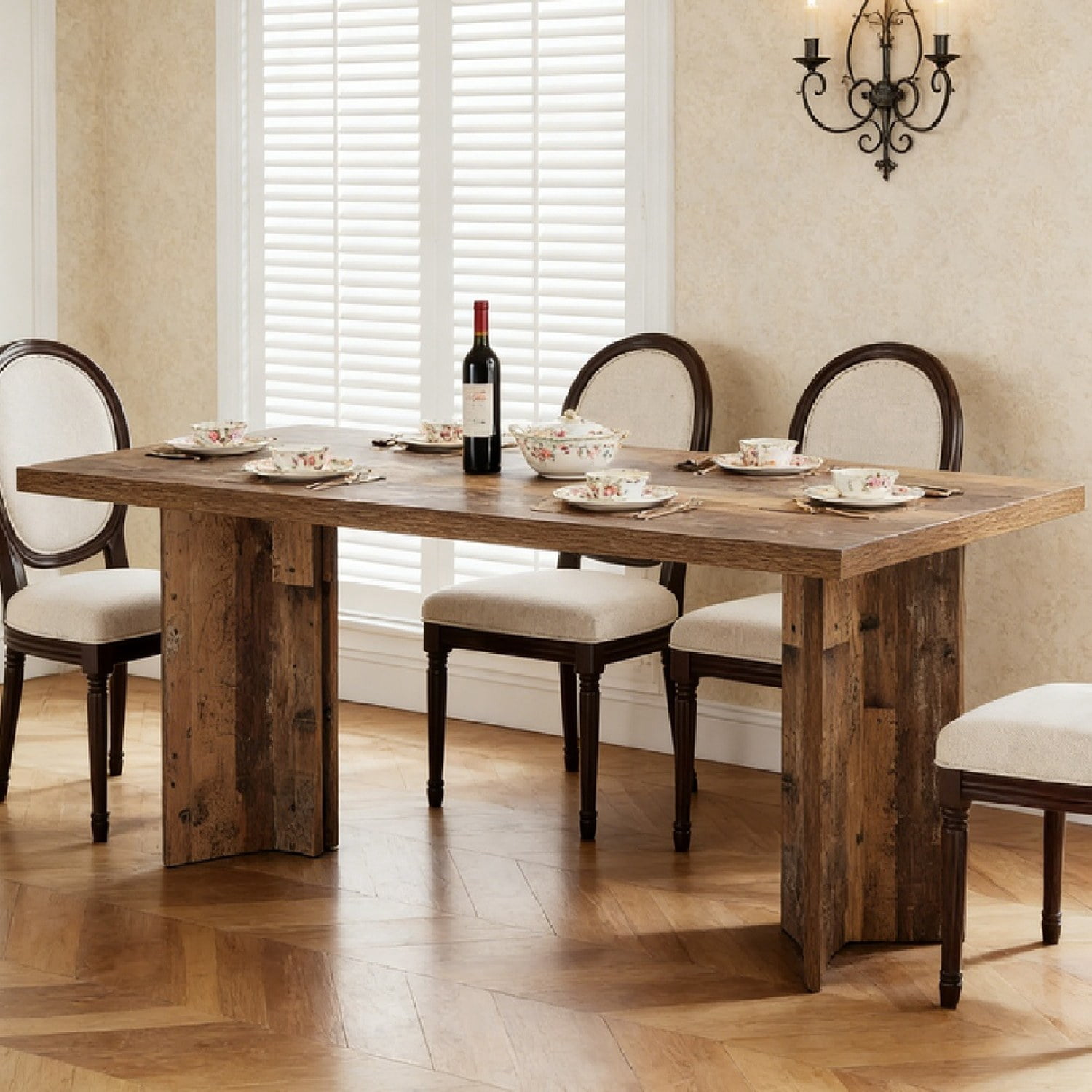 Dining Table, 68.9 in x 18.7 in x 7.87 in, Vintage Walnut Finish, Seats 4-6