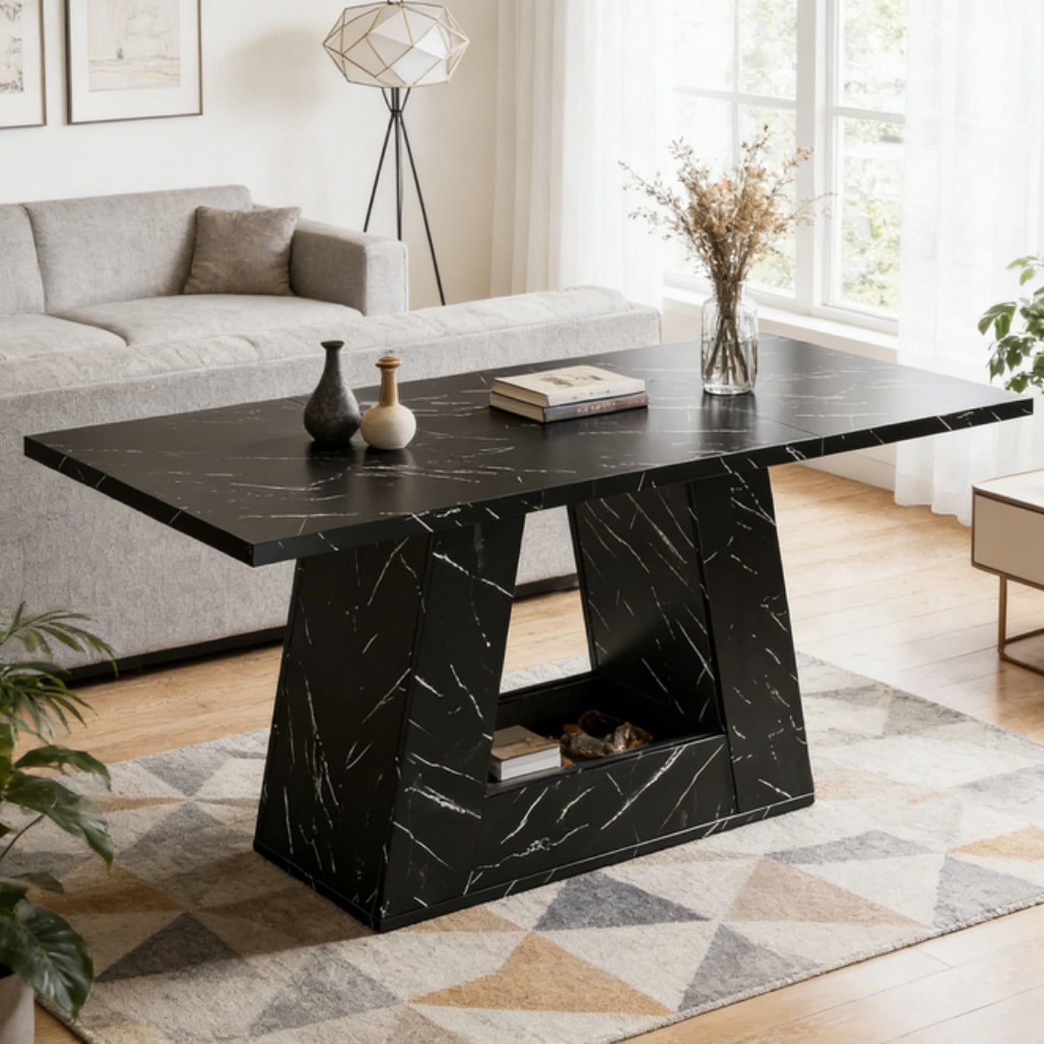 Dining Table, Seats 4-6, Modern Trapezoidal Legs