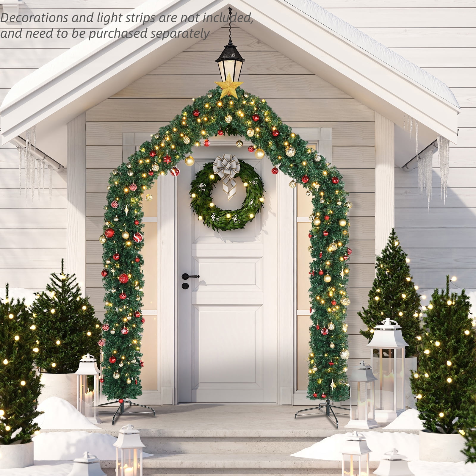 Astoutdoor Green PVC Christmas Arch Decoration, 94.49 x 15.75 x 102.36 in, 1650 Branches