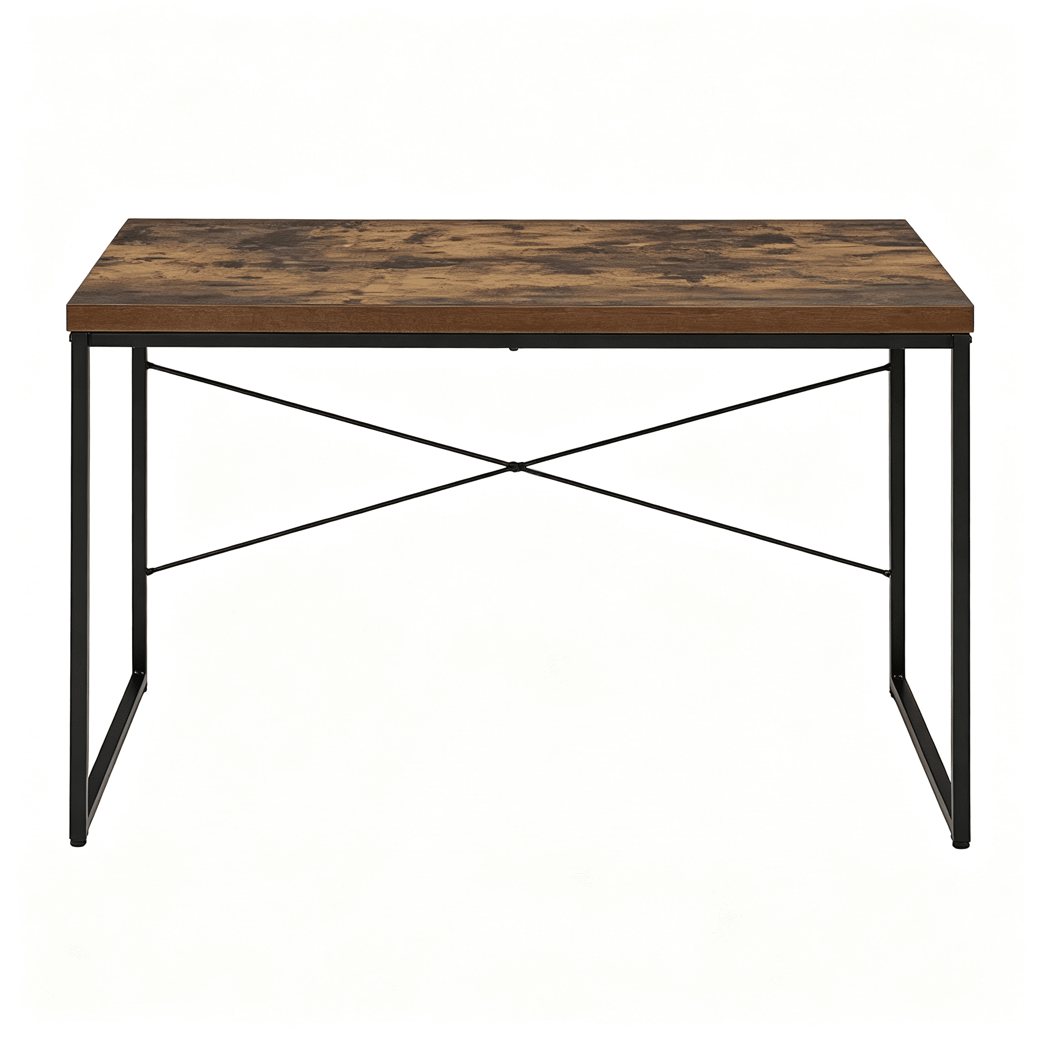 Astoutdoor Industrial Writing Desk, Weathered Oak Finish, Black Metal Frame