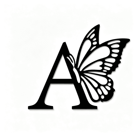 Astoutdoor Iron Butterfly Monogram Wall Art Sign, 12.6 in x 10.63 in, Customizable Letters for Home Decor