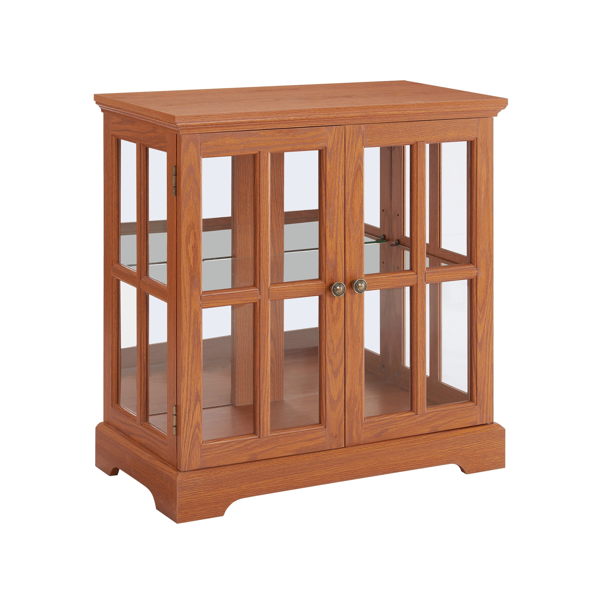 LED Curio Display Cabinet with Adjustable Shelves, Dark Oak