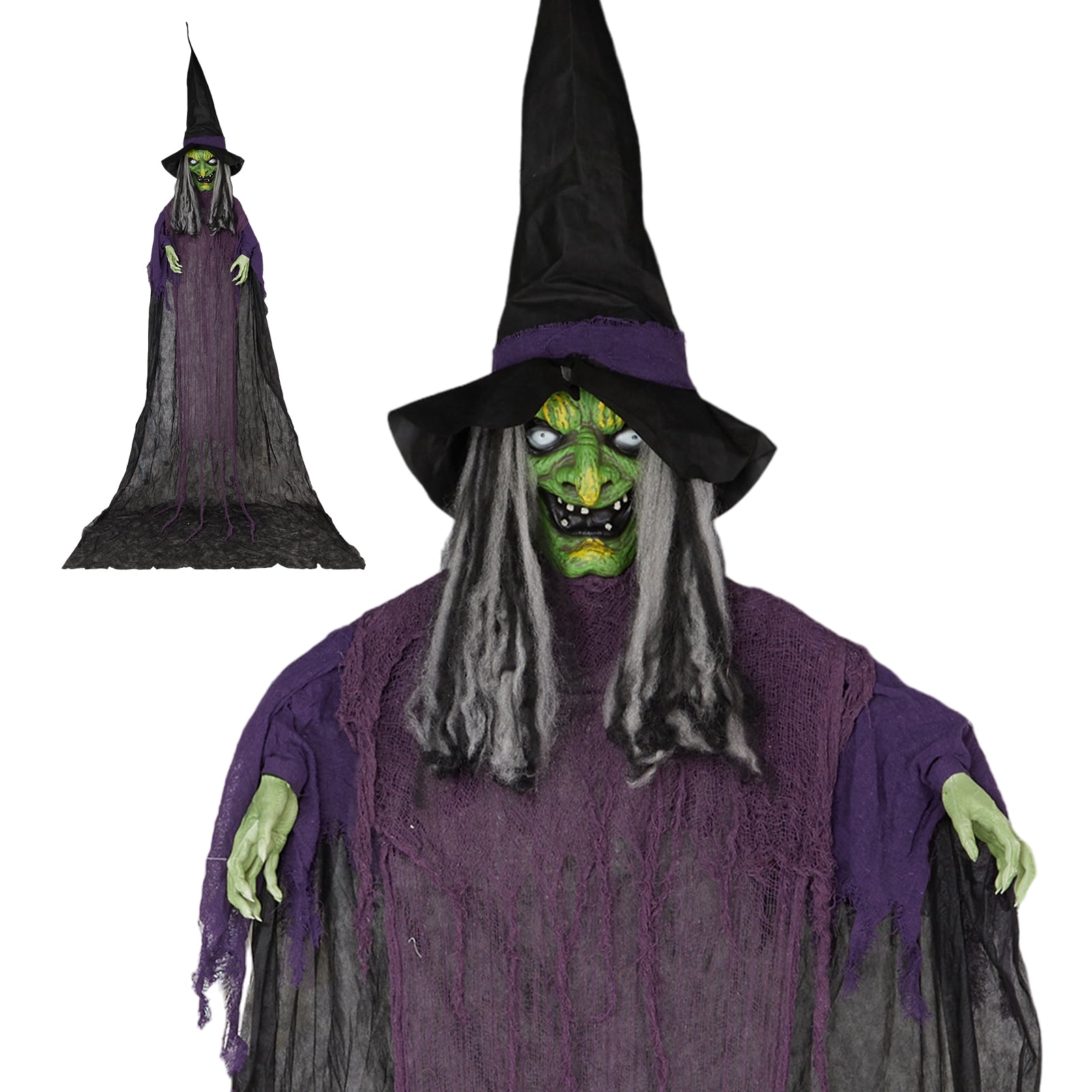 Astoutdoor Life Size Hanging Witch Talking Halloween Decoration, 11.8 ft