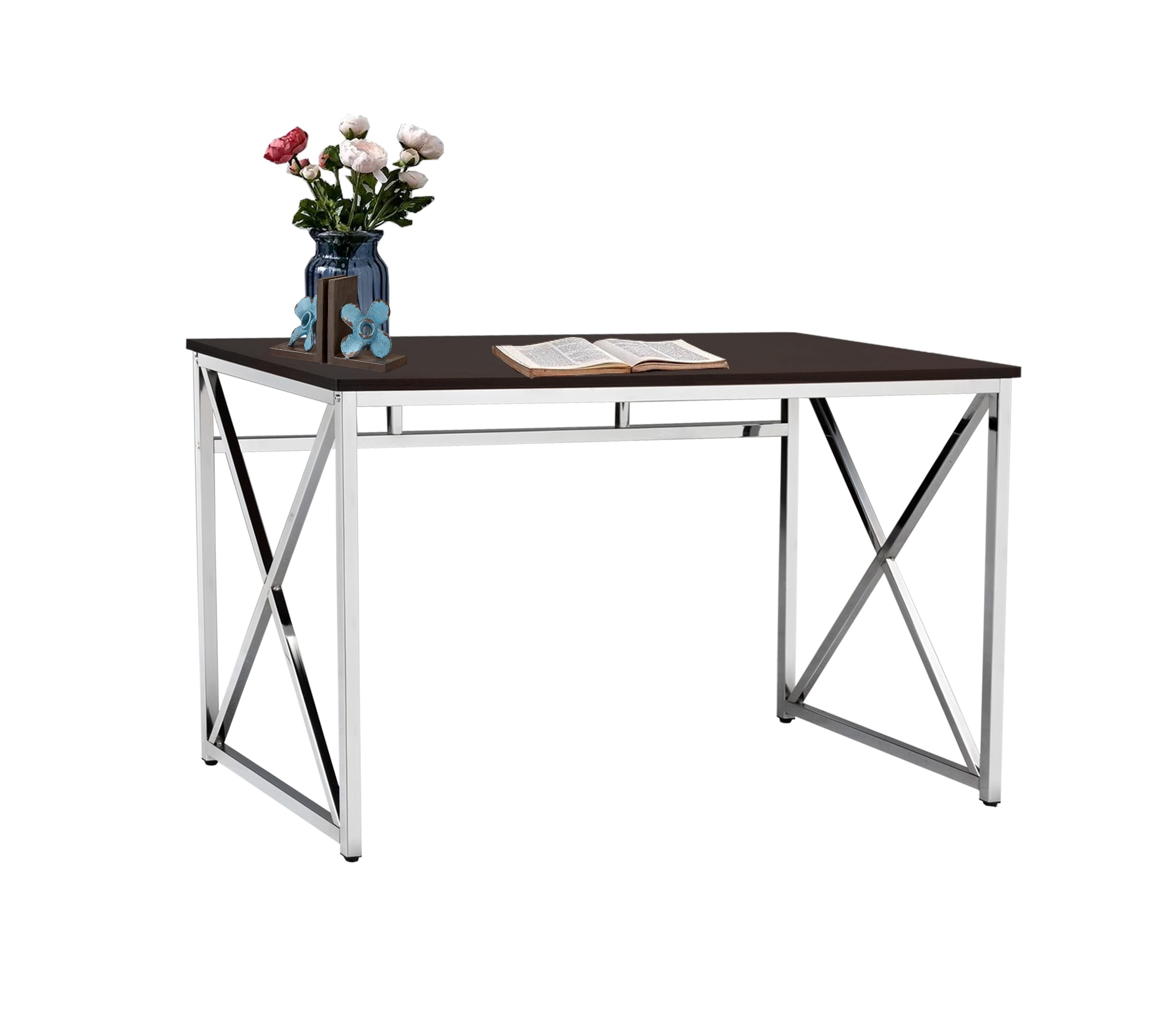 Astoutdoor Madison Office Workspace Desk MDF/Chrome in Brown