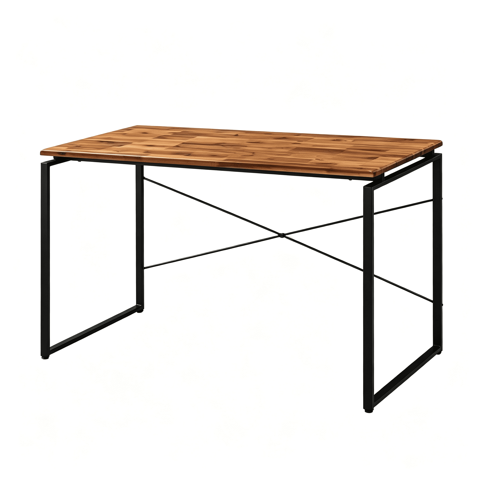 Astoutdoor Metal Frame Writing Desk, Oak and Black Finish, Home Office Laptop Table