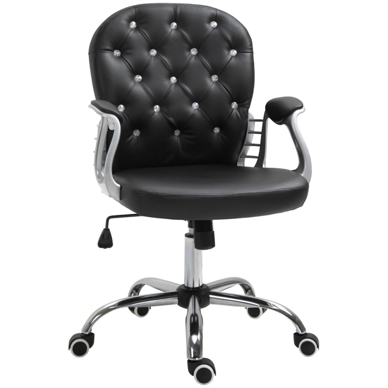 Office Chair with Massage Function, Faux Leather, Adjustable Height, Swivel, Black