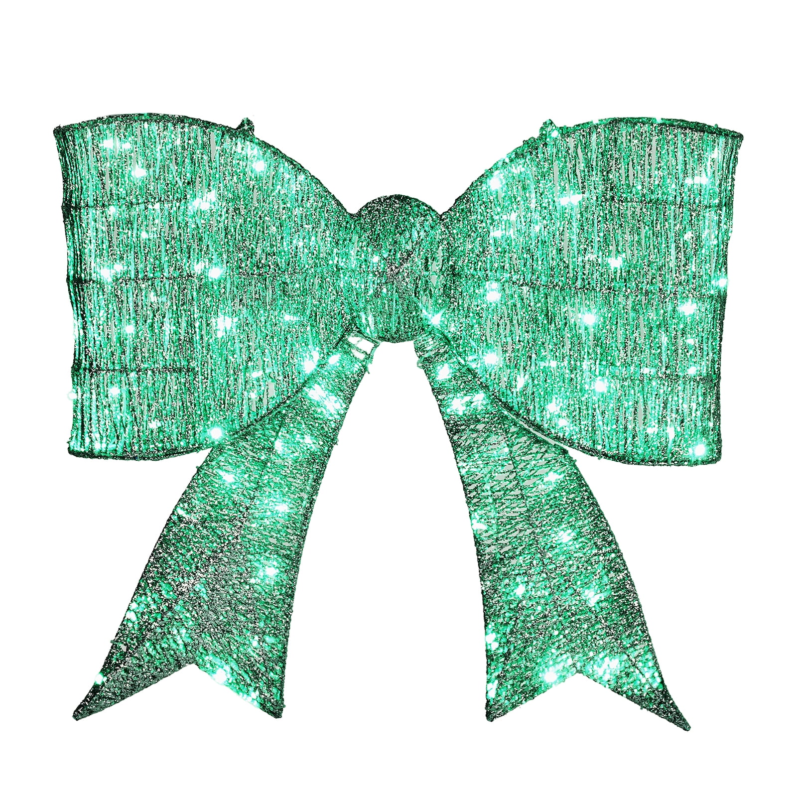 Astoutdoor Pre-Lit Outdoor Giant Bowknot Christmas Decoration, Lighted Metal Frame with 124 Green LED Lights, Green