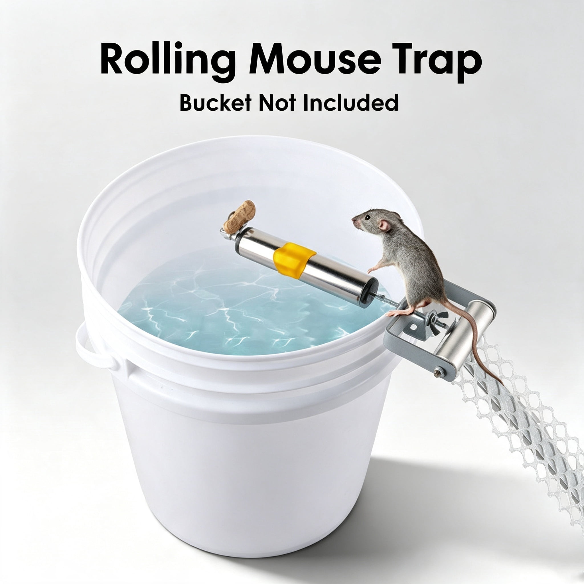 Astoutdoor Rolling Trap Accessory Kit, Galvanized Metal Rolling Unit with 19.69in Mesh Ramp, Fits Bucket Up to 14.54in Height