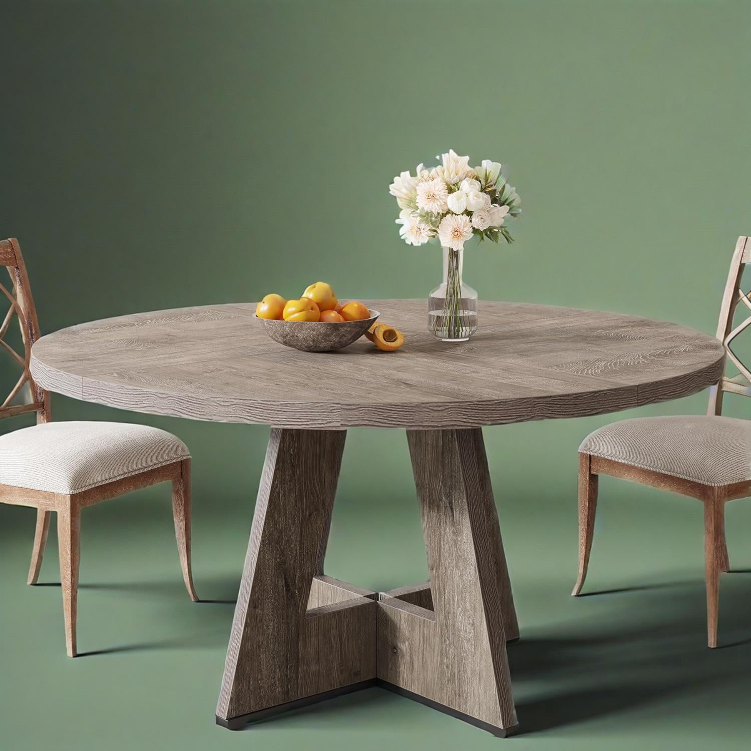 Round Dining Table, 47 in Walnut Finish, Seats 4-6