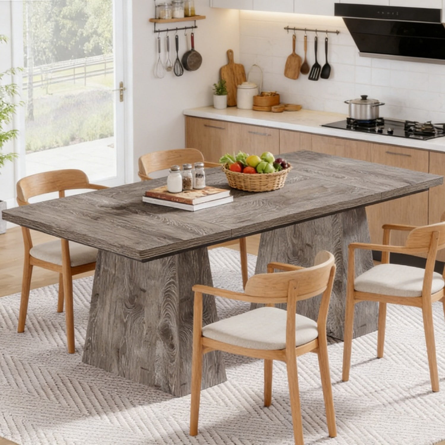 Rustic Farmhouse Dining Table, Seats 6