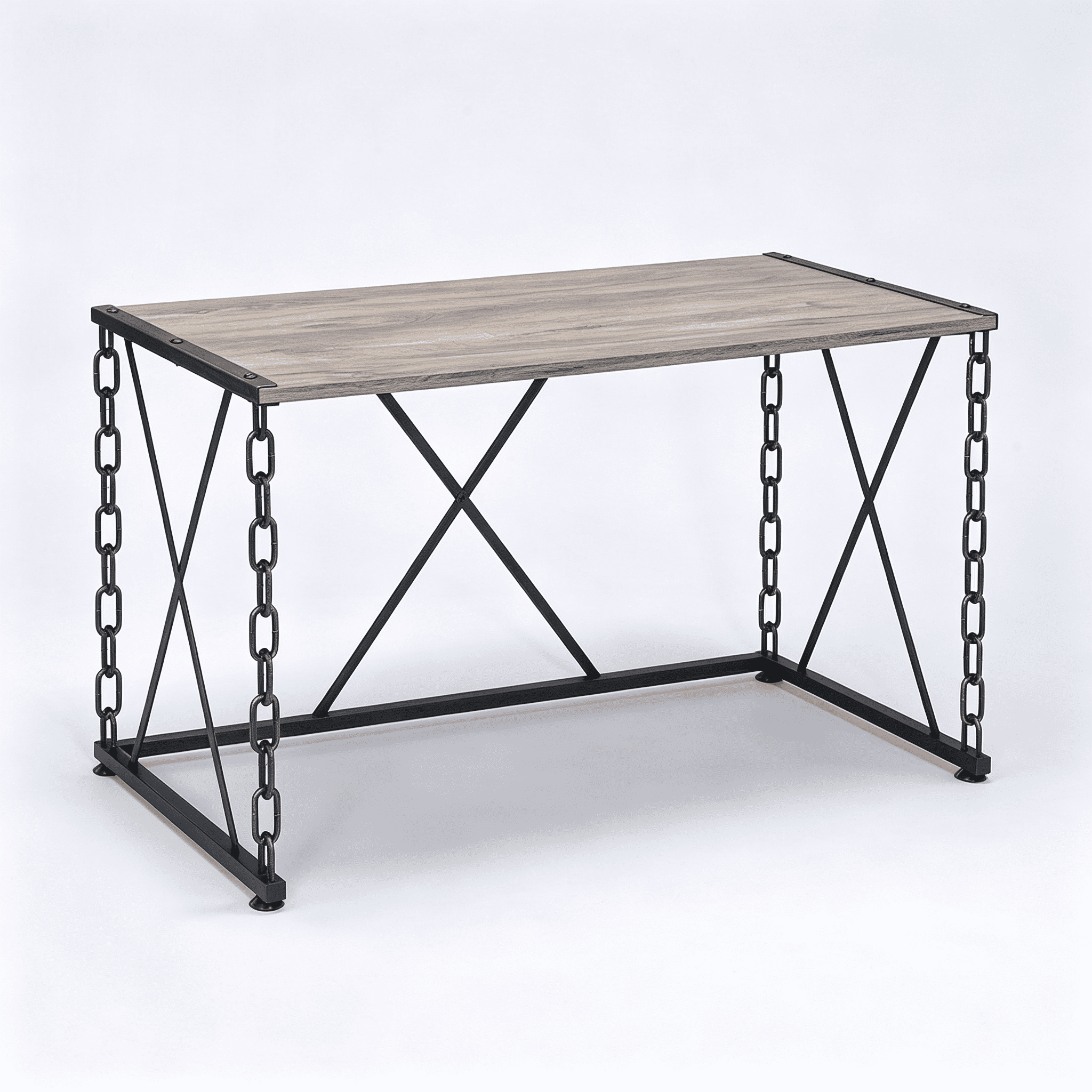 Astoutdoor Rustic Oak and Antique Black Rectangular Desk