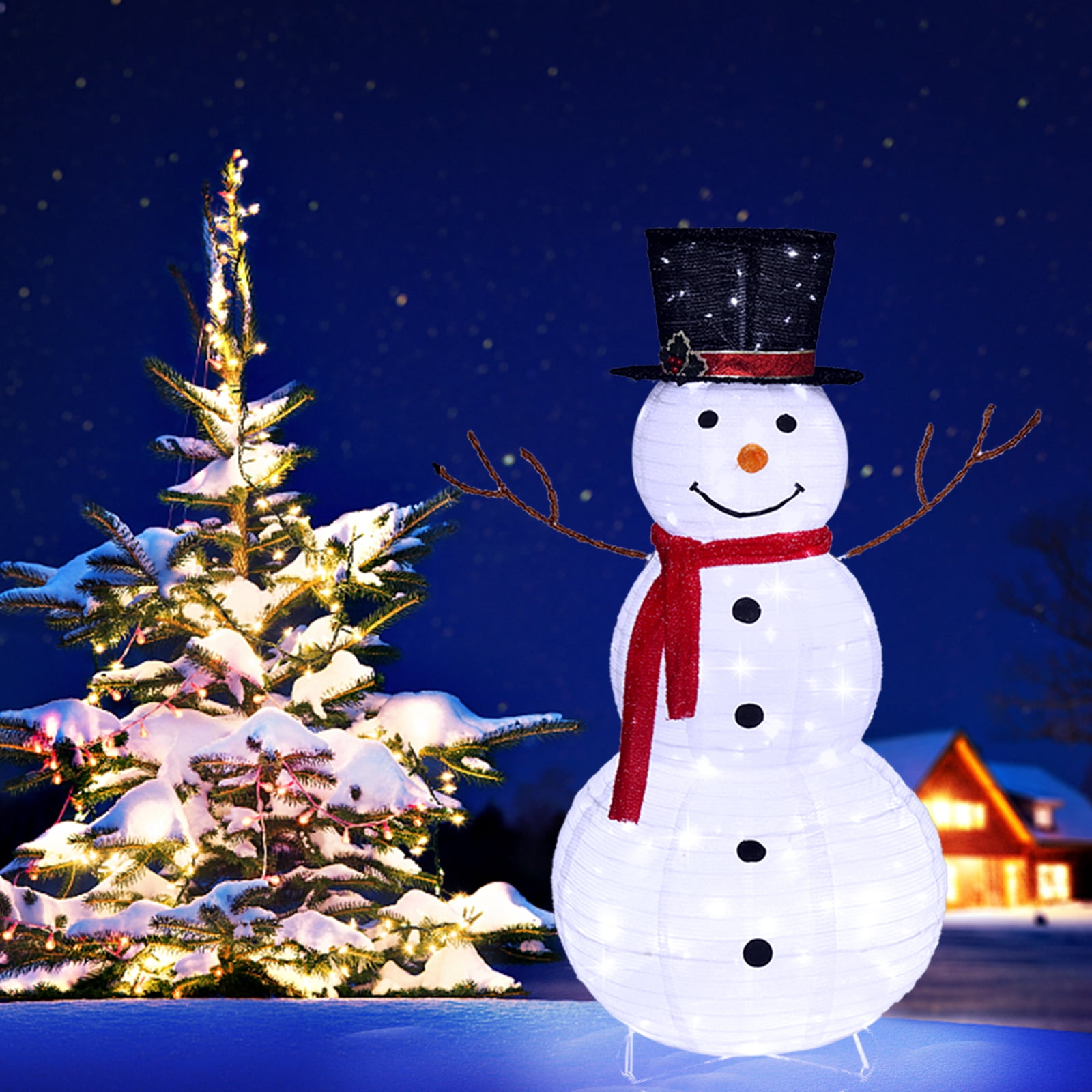 Astoutdoor Snowman Snow Fleece Garden Decoration, White, 23.62 x 23.62 x 47.24 in