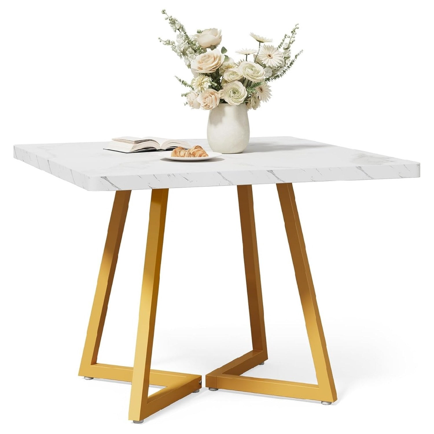 Square Dining Table, Industrial Style, 31.49 in W x 31.49 in D x 29.52 in H